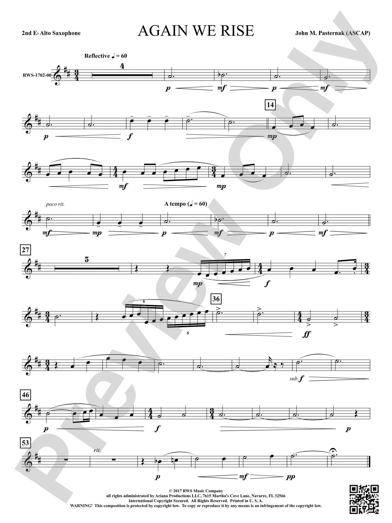 Again We Rise: 2nd E-flat Alto Saxophone