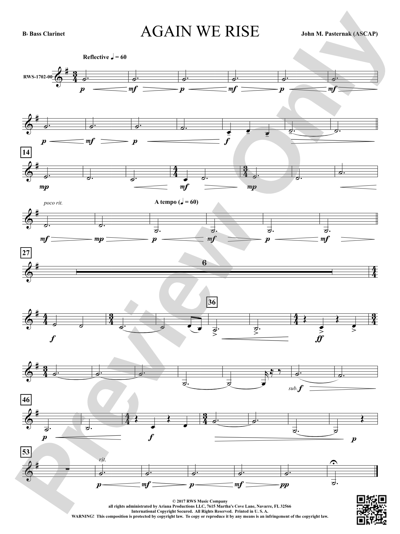 Again We Rise: B-flat Bass Clarinet