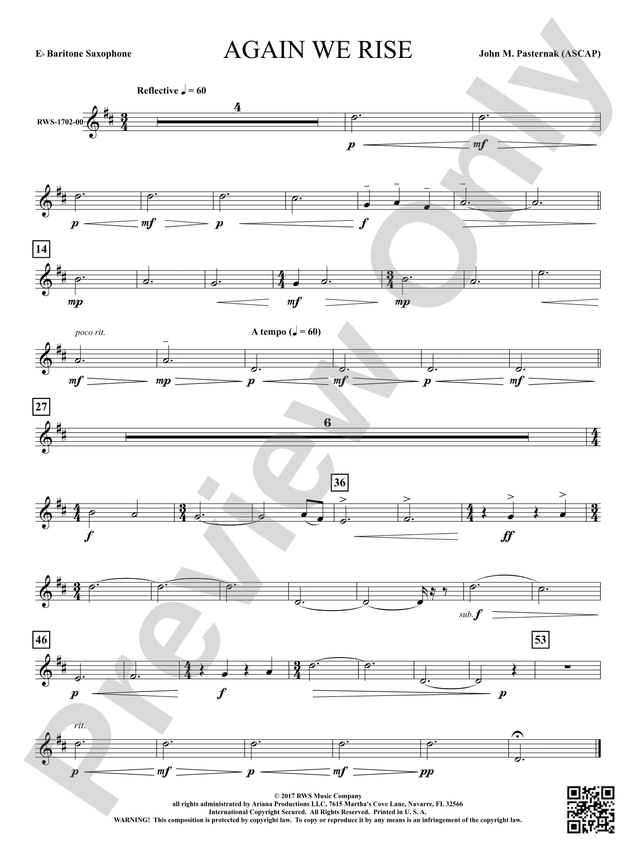 Again We Rise: E-flat Baritone Saxophone