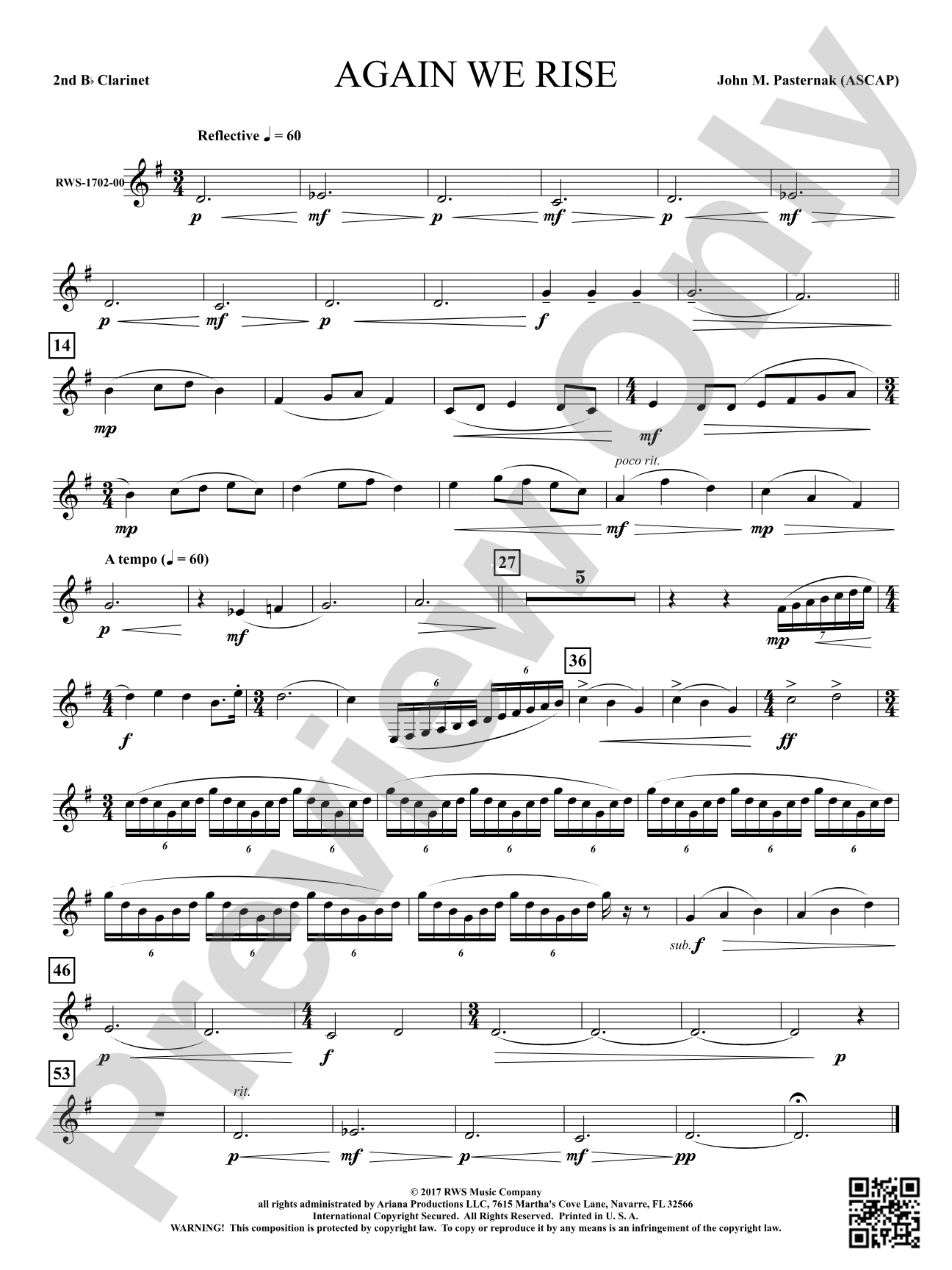 Again We Rise: 2nd B-flat Clarinet