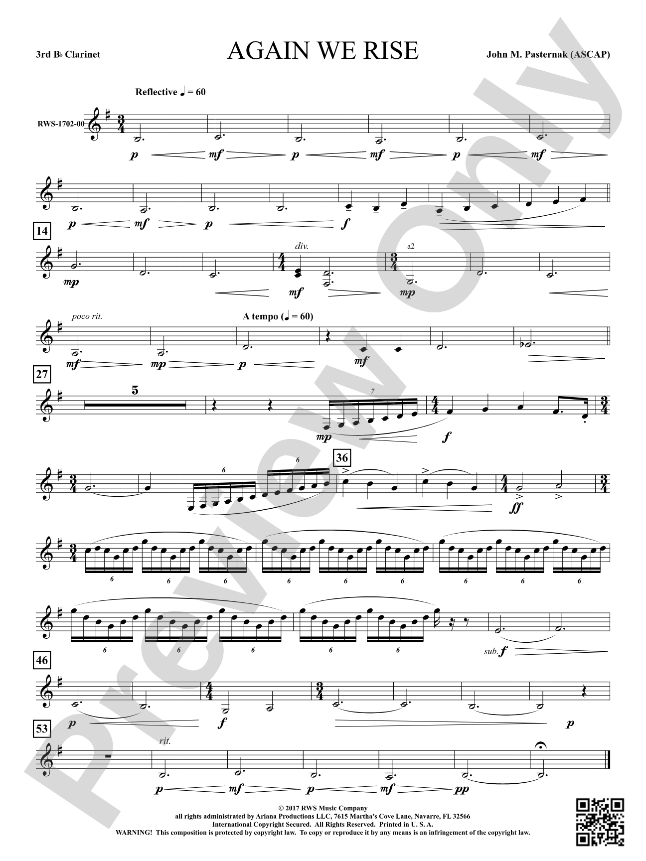 Again We Rise: 3rd B-flat Clarinet