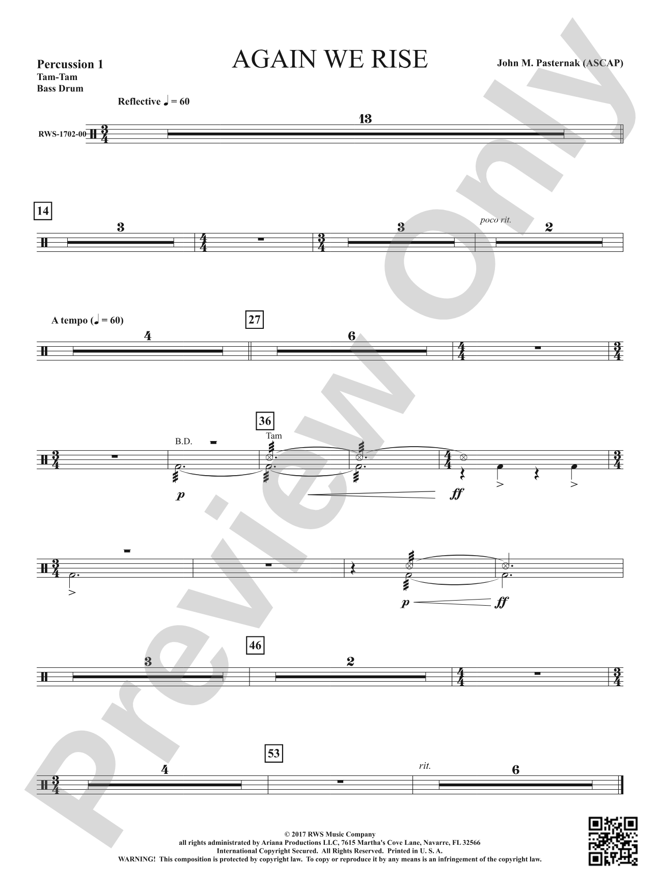 Again We Rise: 1st Percussion