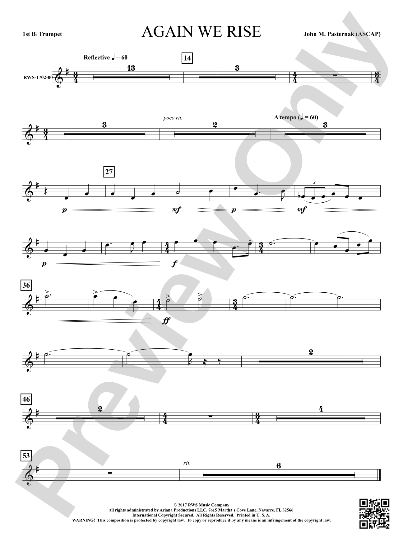 Again We Rise: 1st B-flat Trumpet