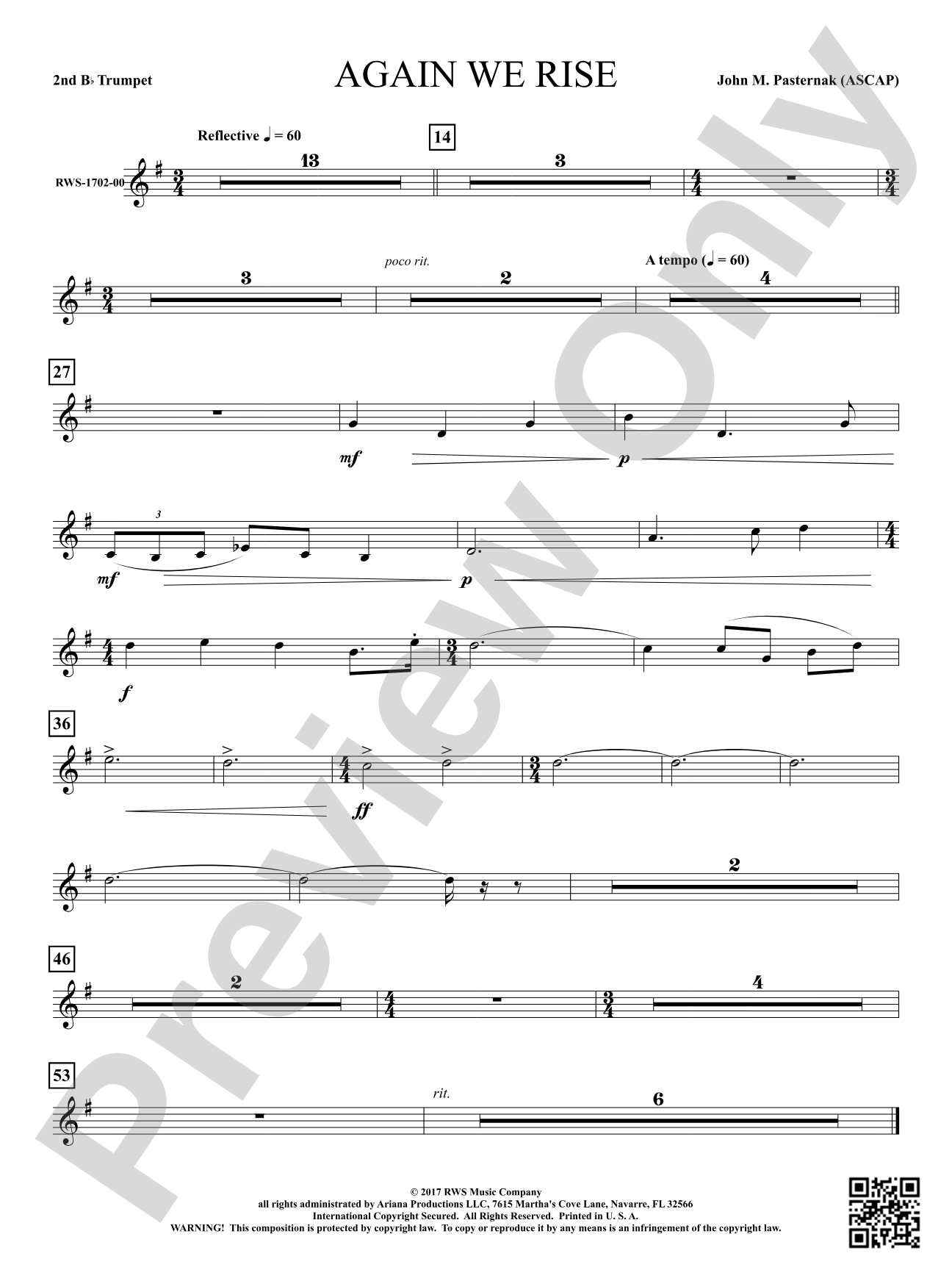 Again We Rise: 2nd B-flat Trumpet