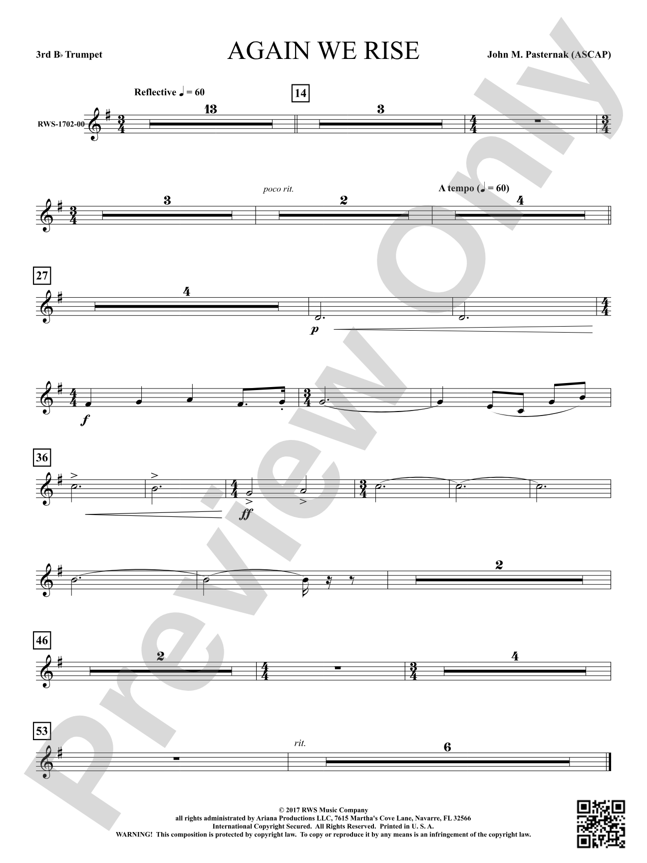 Again We Rise: 3rd B-flat Trumpet