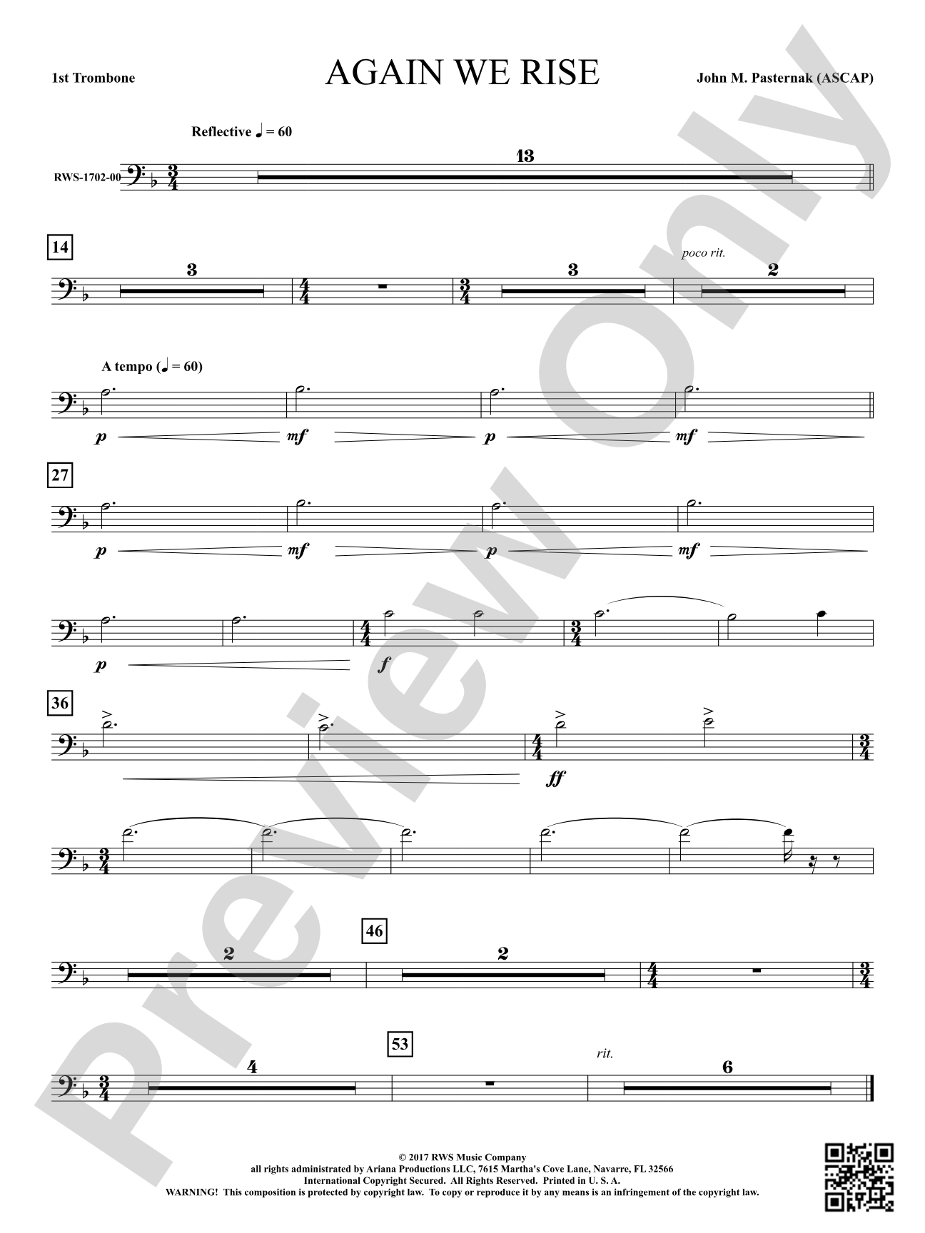 Again We Rise: 1st Trombone