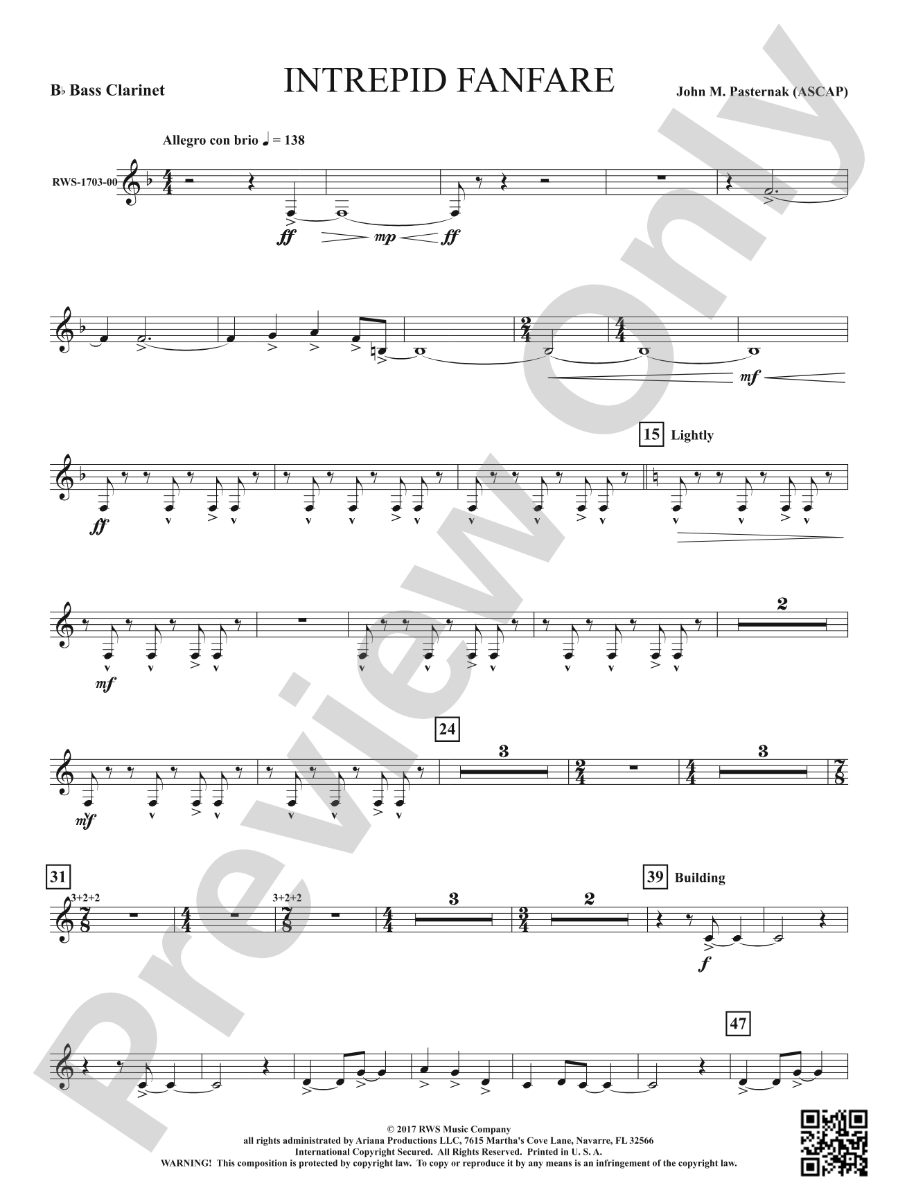 Intrepid Fanfare: B-flat Bass Clarinet