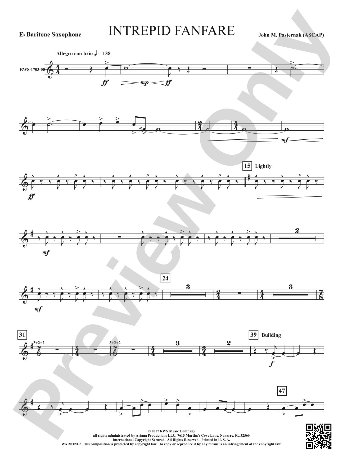 Intrepid Fanfare: E-flat Baritone Saxophone