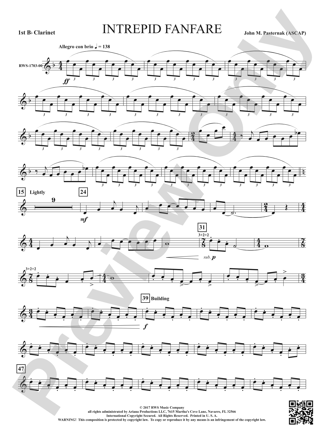 Intrepid Fanfare: 1st B-flat Clarinet