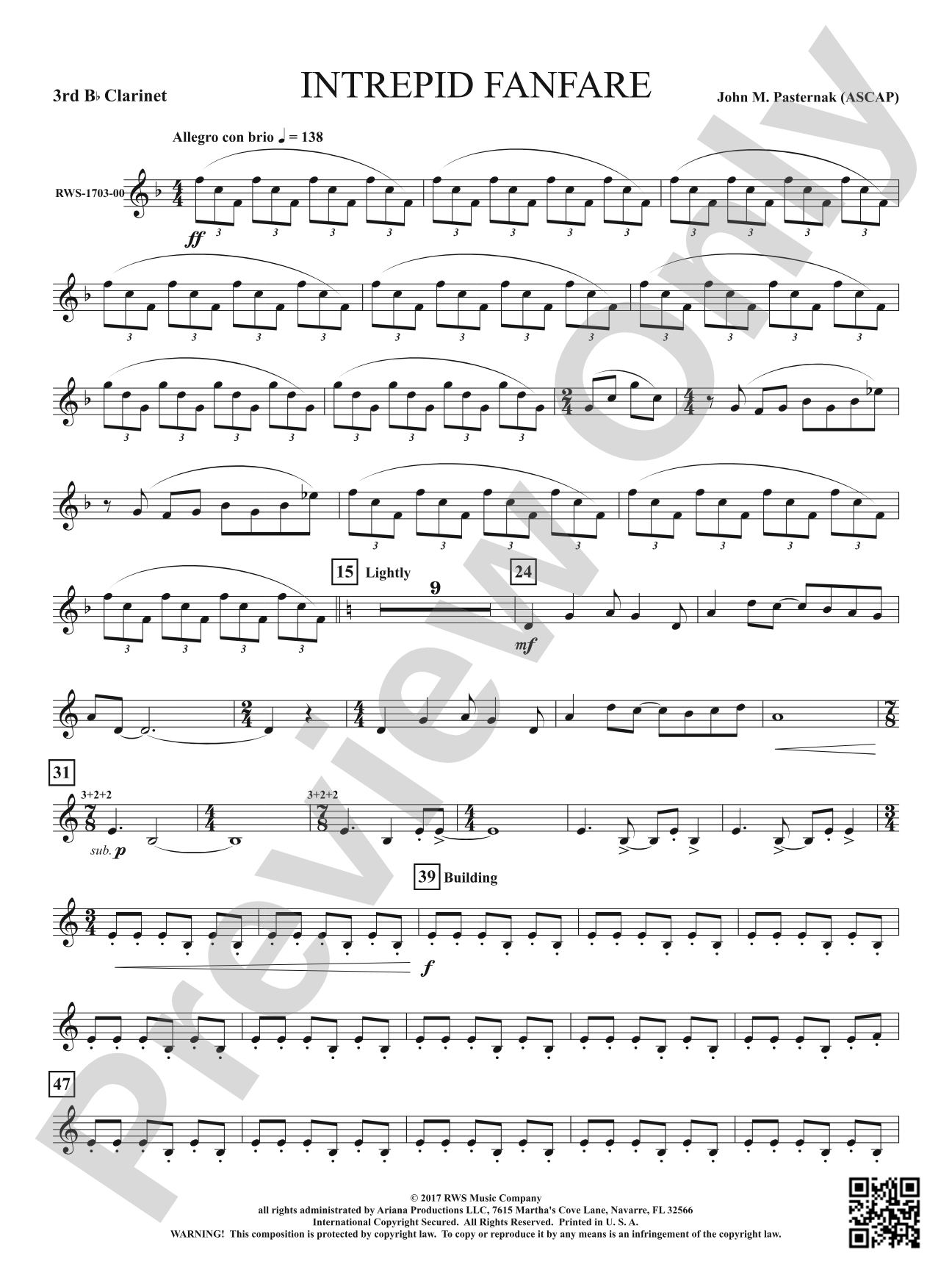 Intrepid Fanfare: 3rd B-flat Clarinet