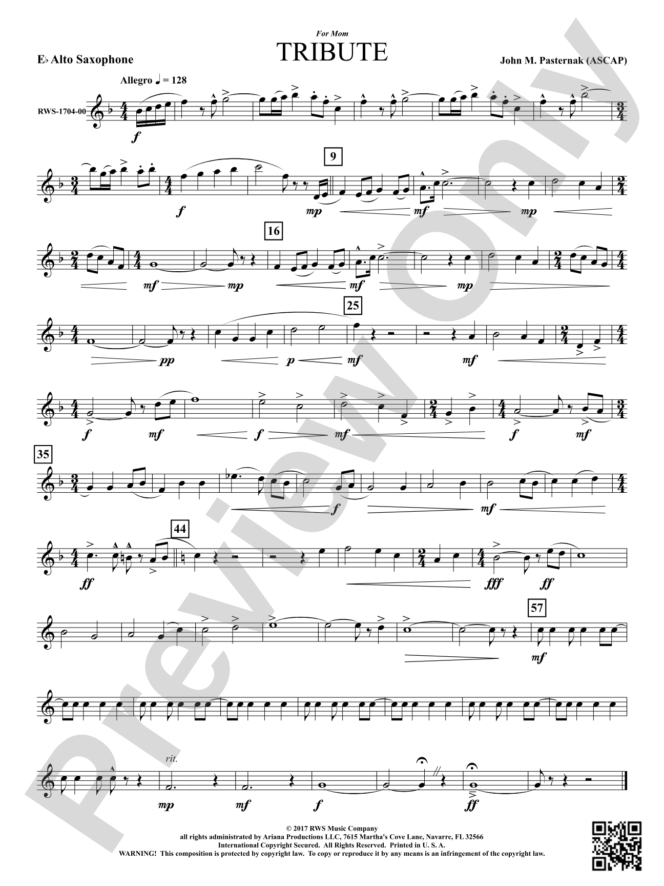 Tribute: 1st E-flat Alto Saxophone