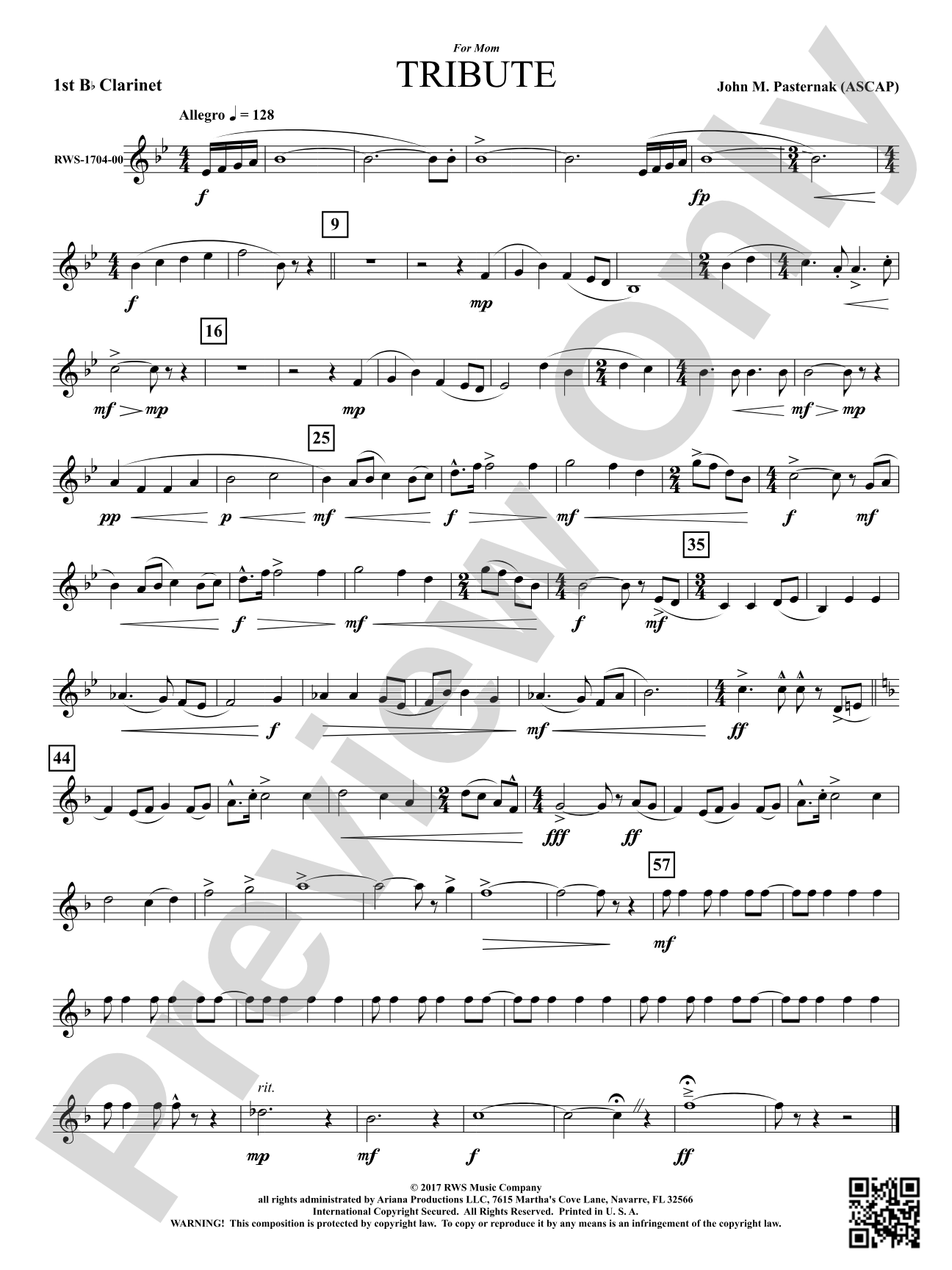 Tribute: 1st B-flat Clarinet