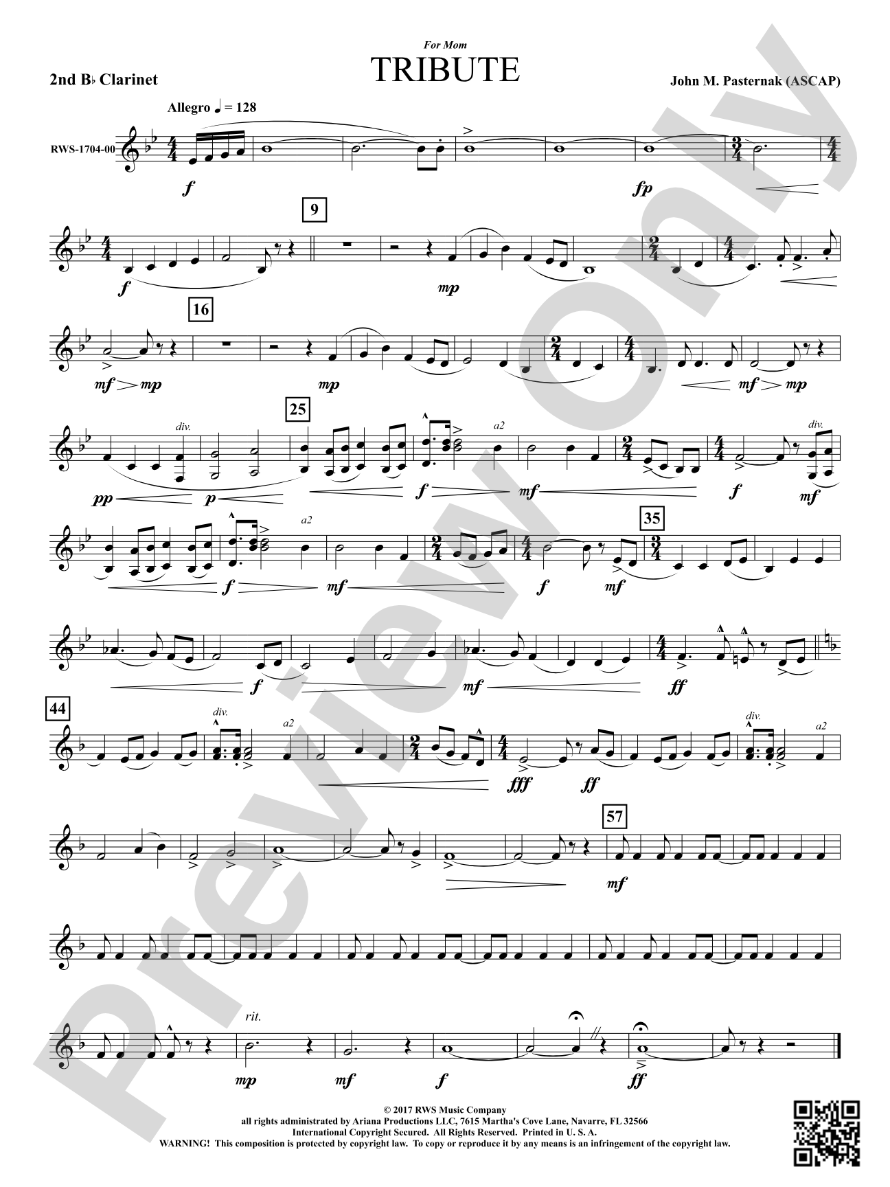 Tribute: 2nd B-flat Clarinet