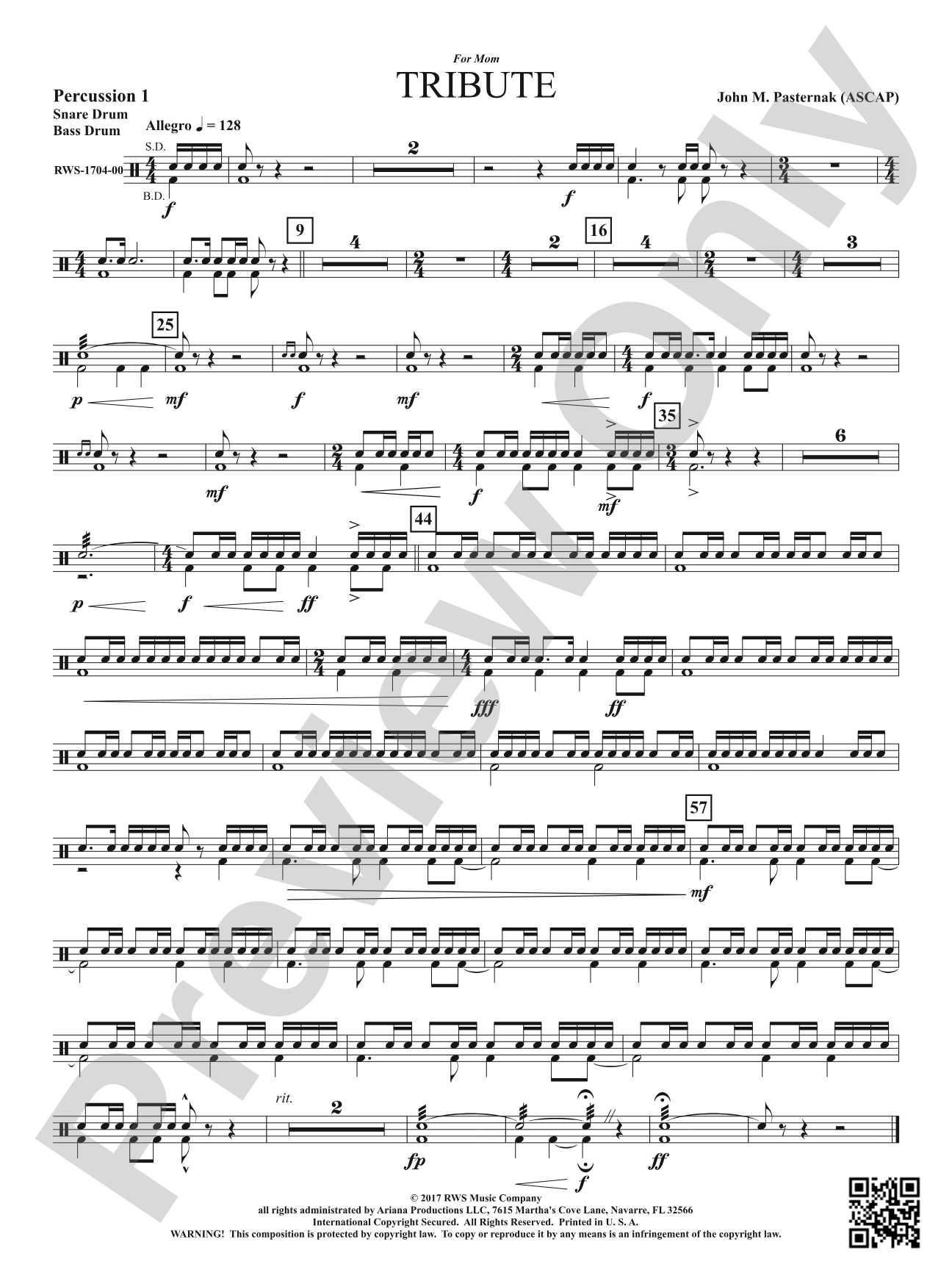 Tribute: 1st Percussion
