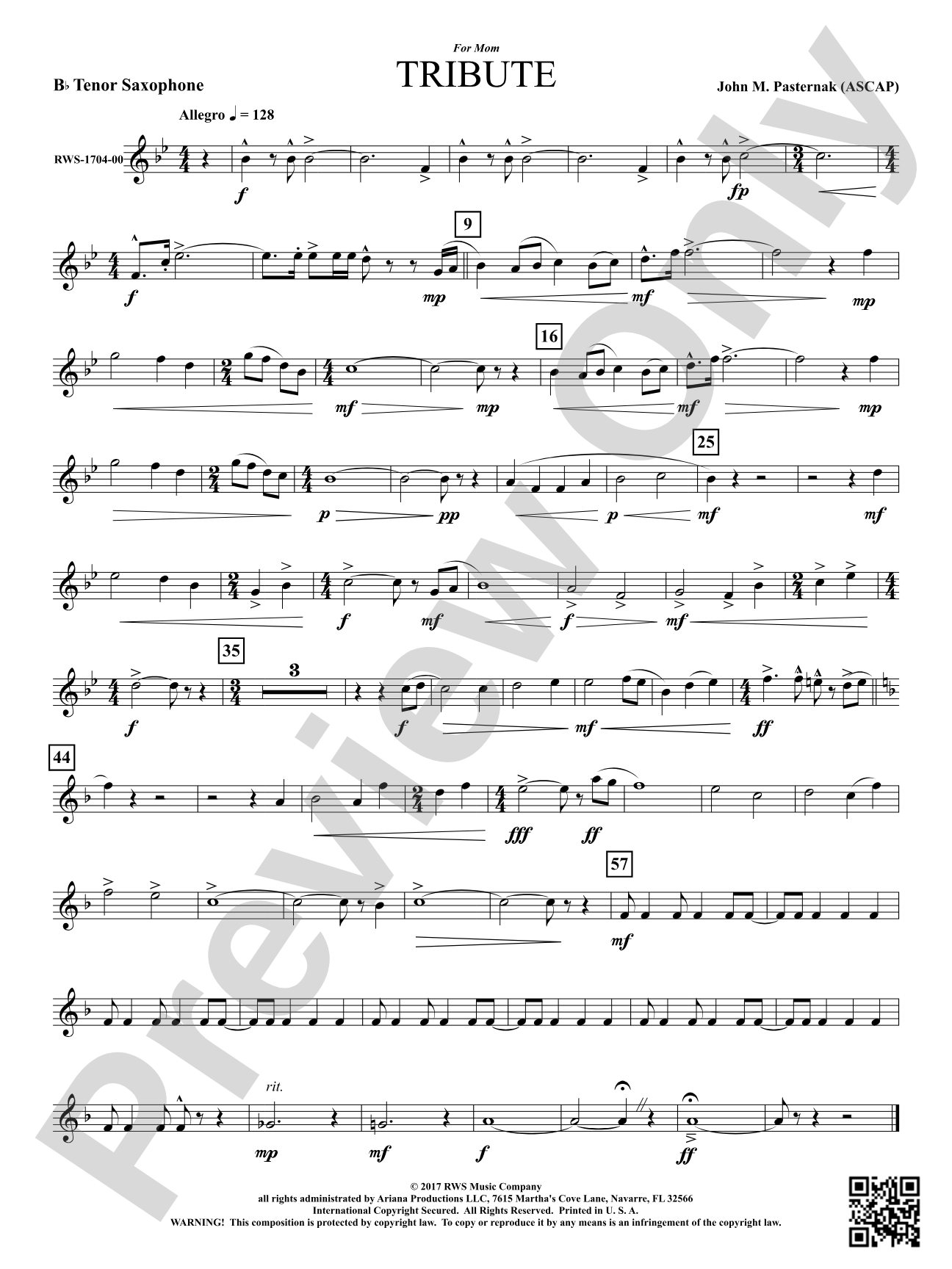 Tribute: B-flat Tenor Saxophone