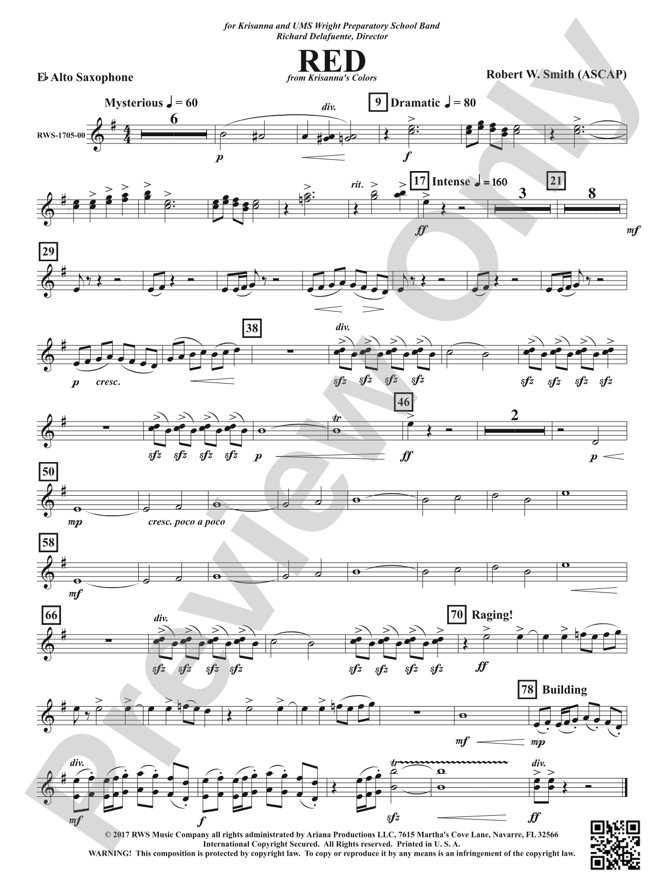 Red: 1st E-flat Alto Saxophone