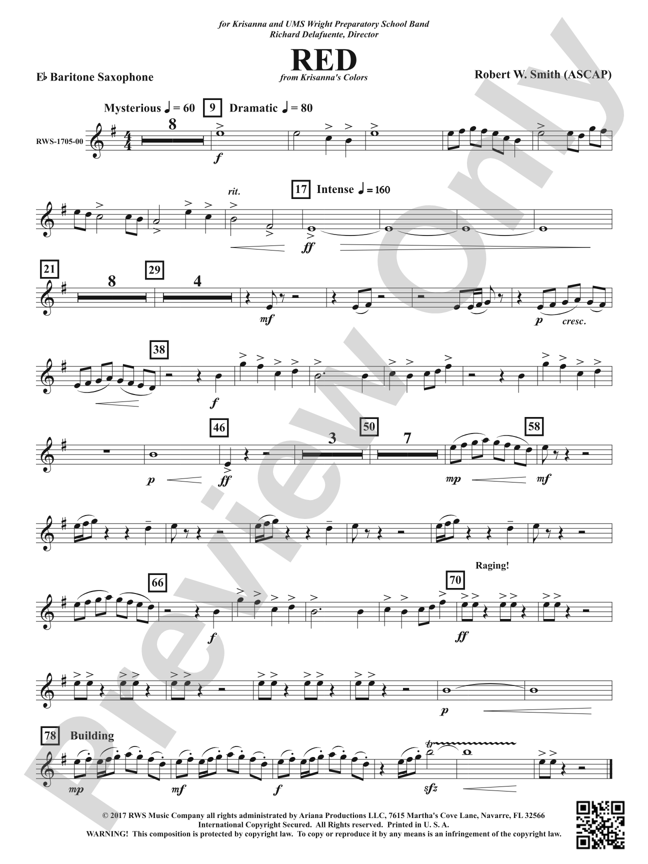 Red: E-flat Baritone Saxophone