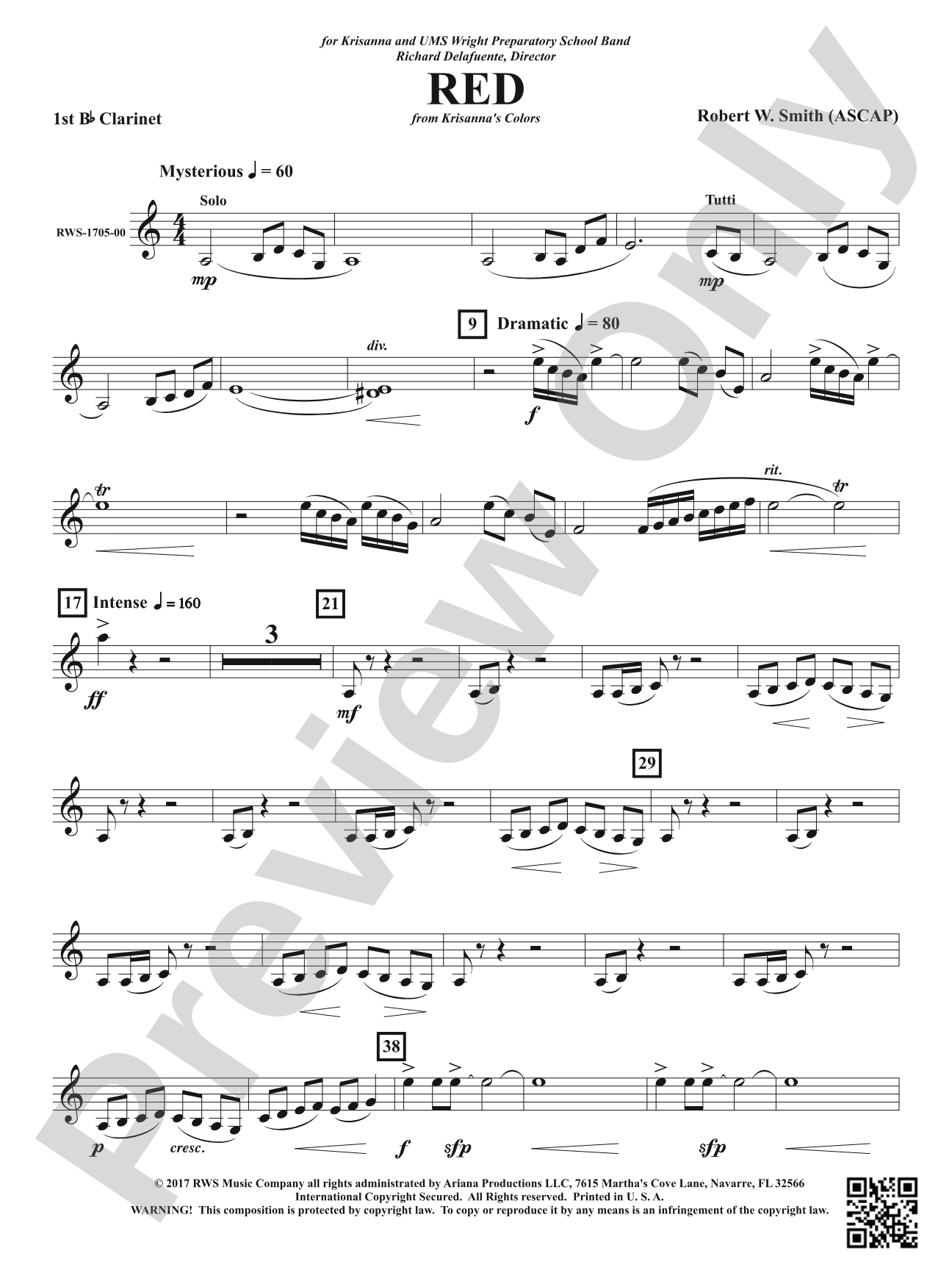 Red: 1st B-flat Clarinet