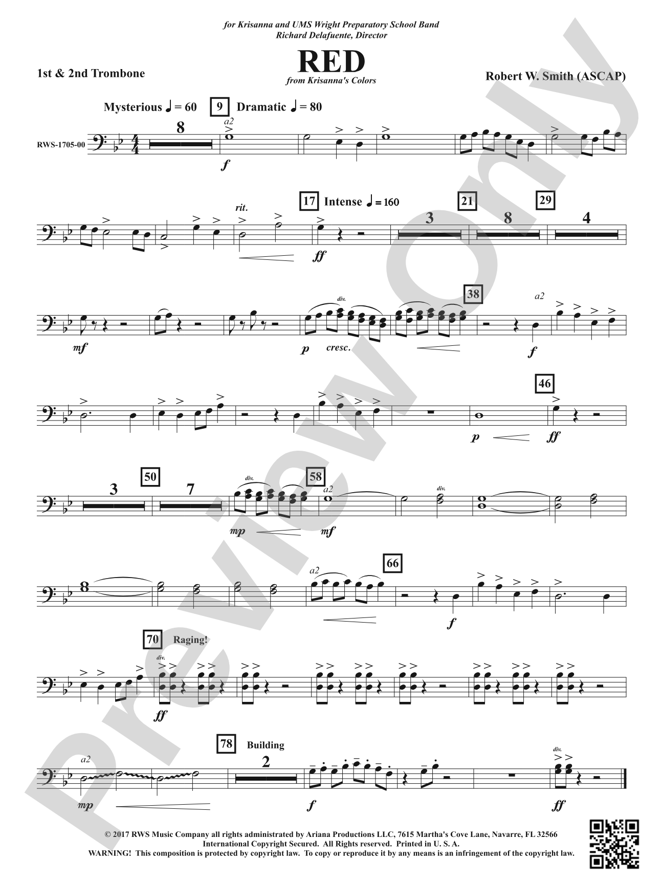 Red: 1st & 2nd Trombones
