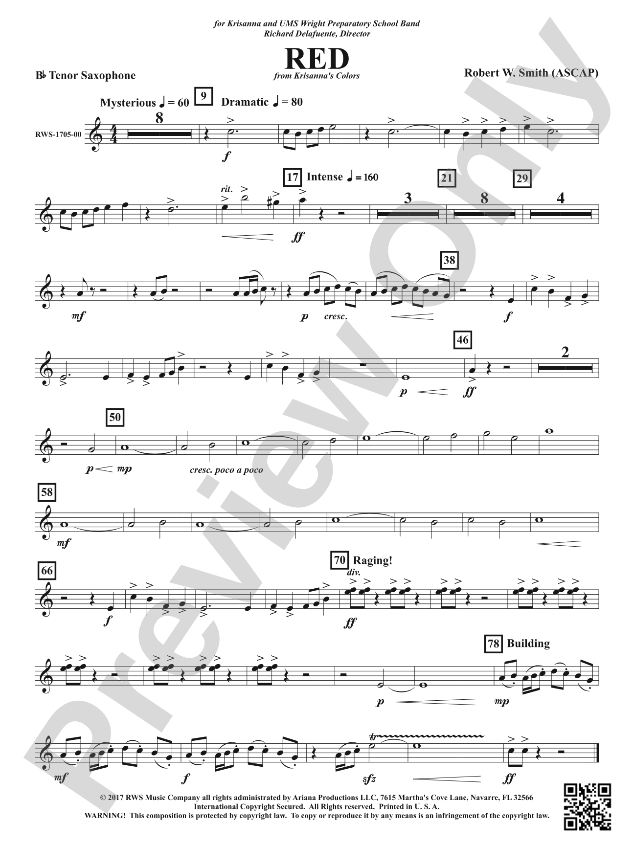 Red: B-flat Tenor Saxophone