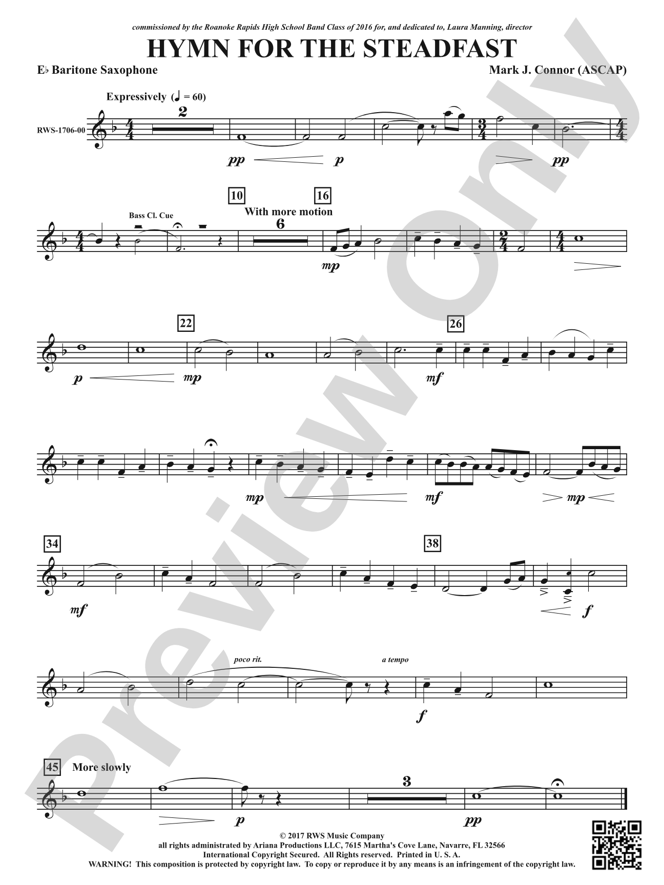 Hymn for the Steadfast: E-flat Baritone Saxophone