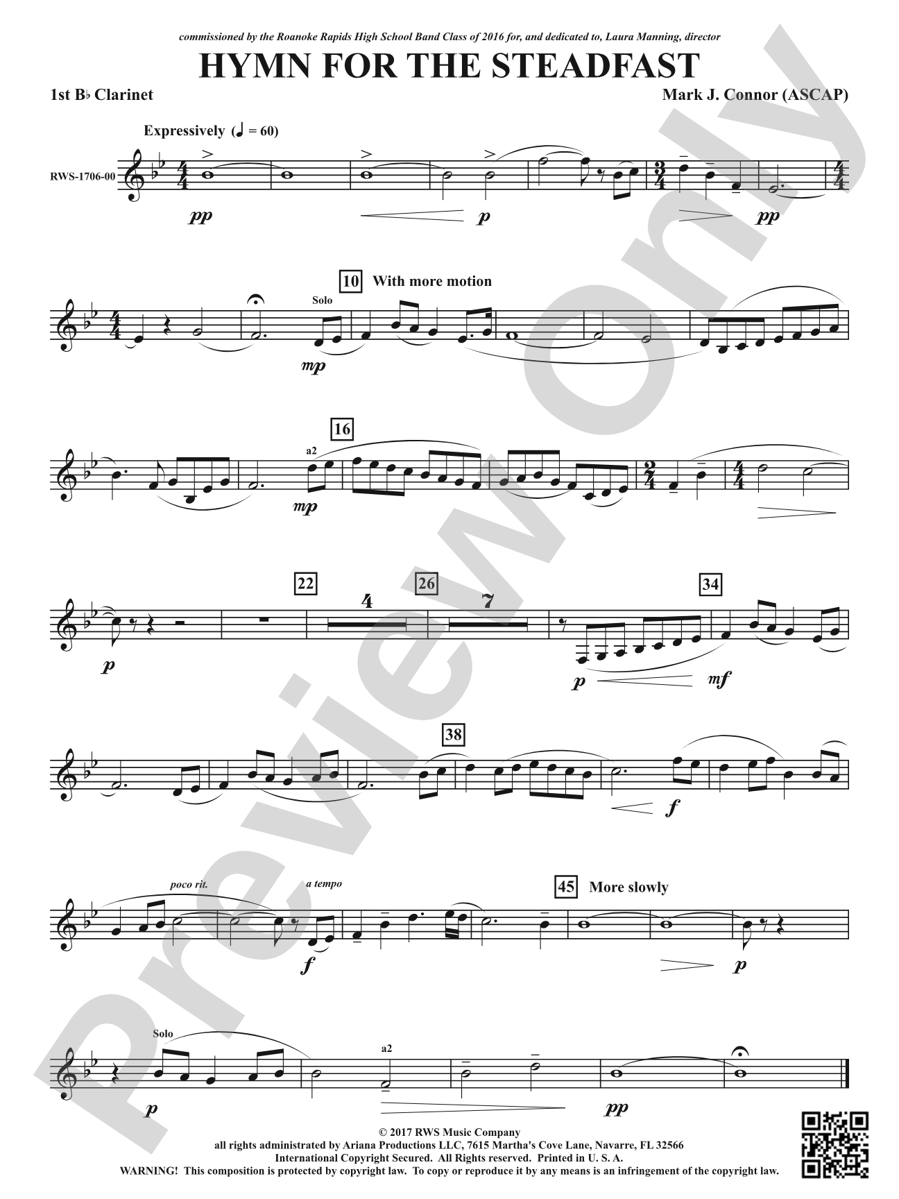 Hymn for the Steadfast: 1st B-flat Clarinet