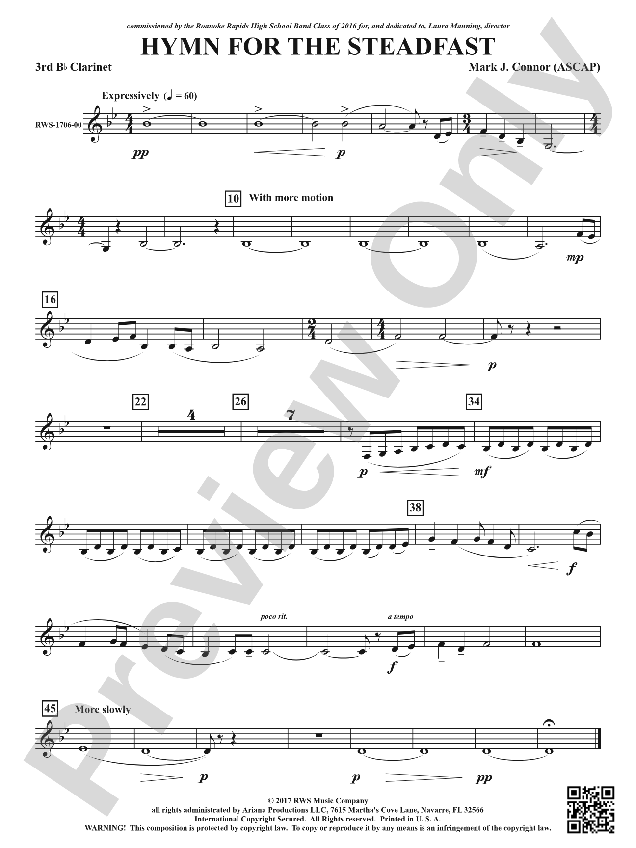 Hymn for the Steadfast: 3rd B-flat Clarinet