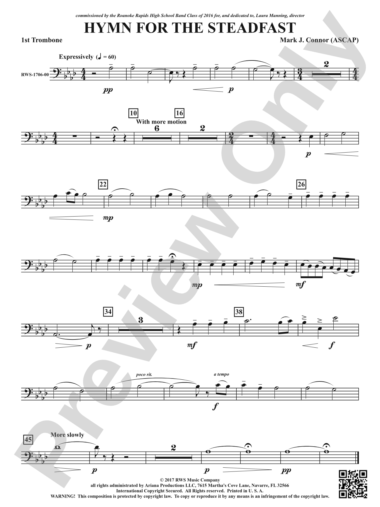 Hymn for the Steadfast: 1st Trombone