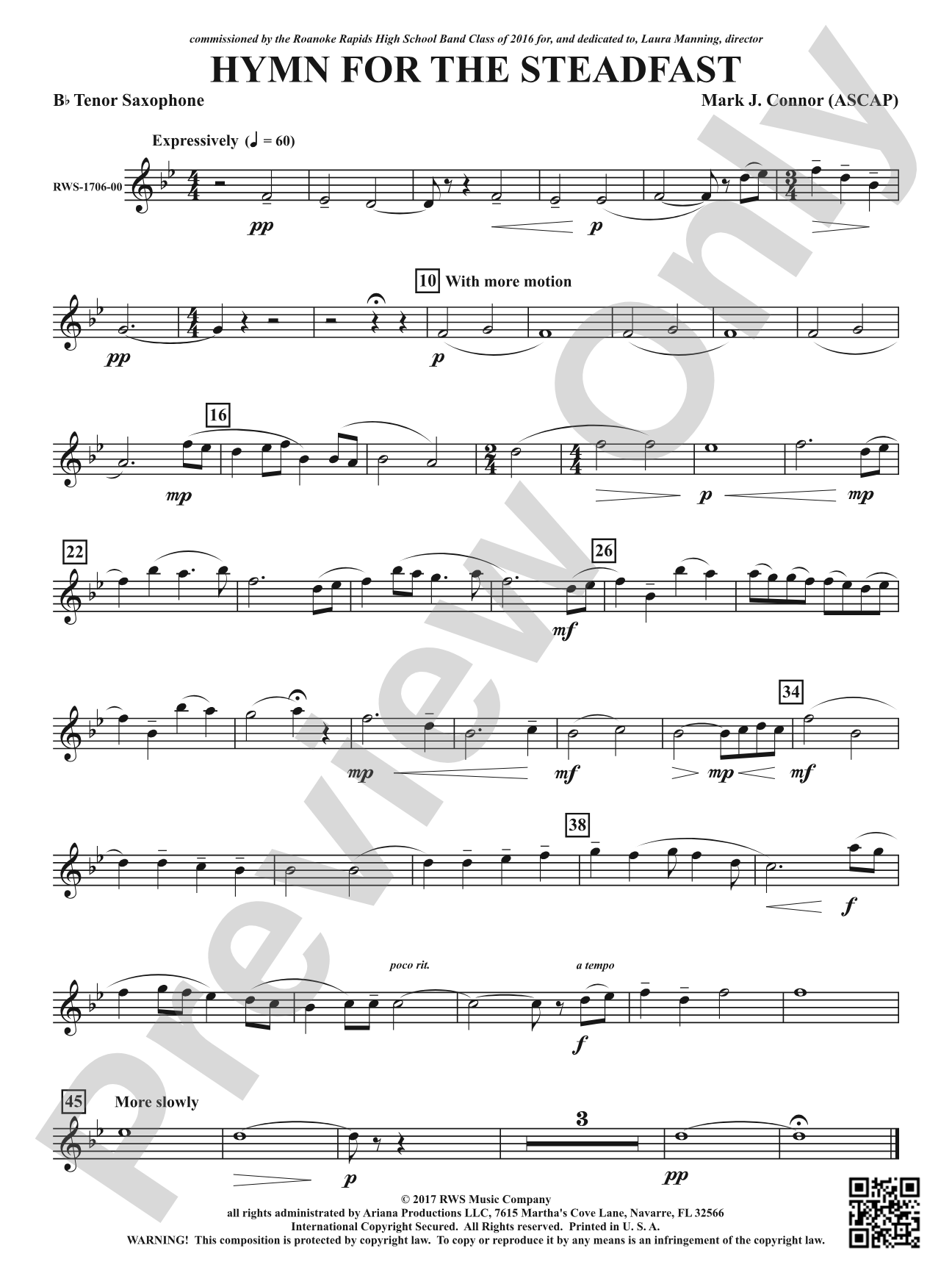 Hymn for the Steadfast: B-flat Tenor Saxophone
