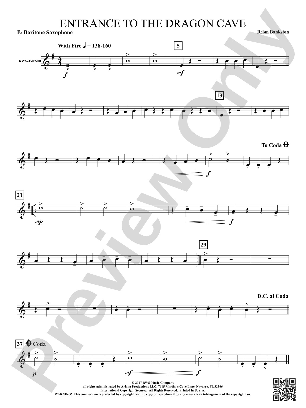 Entrance to the Dragon Cave: E-flat Baritone Saxophone