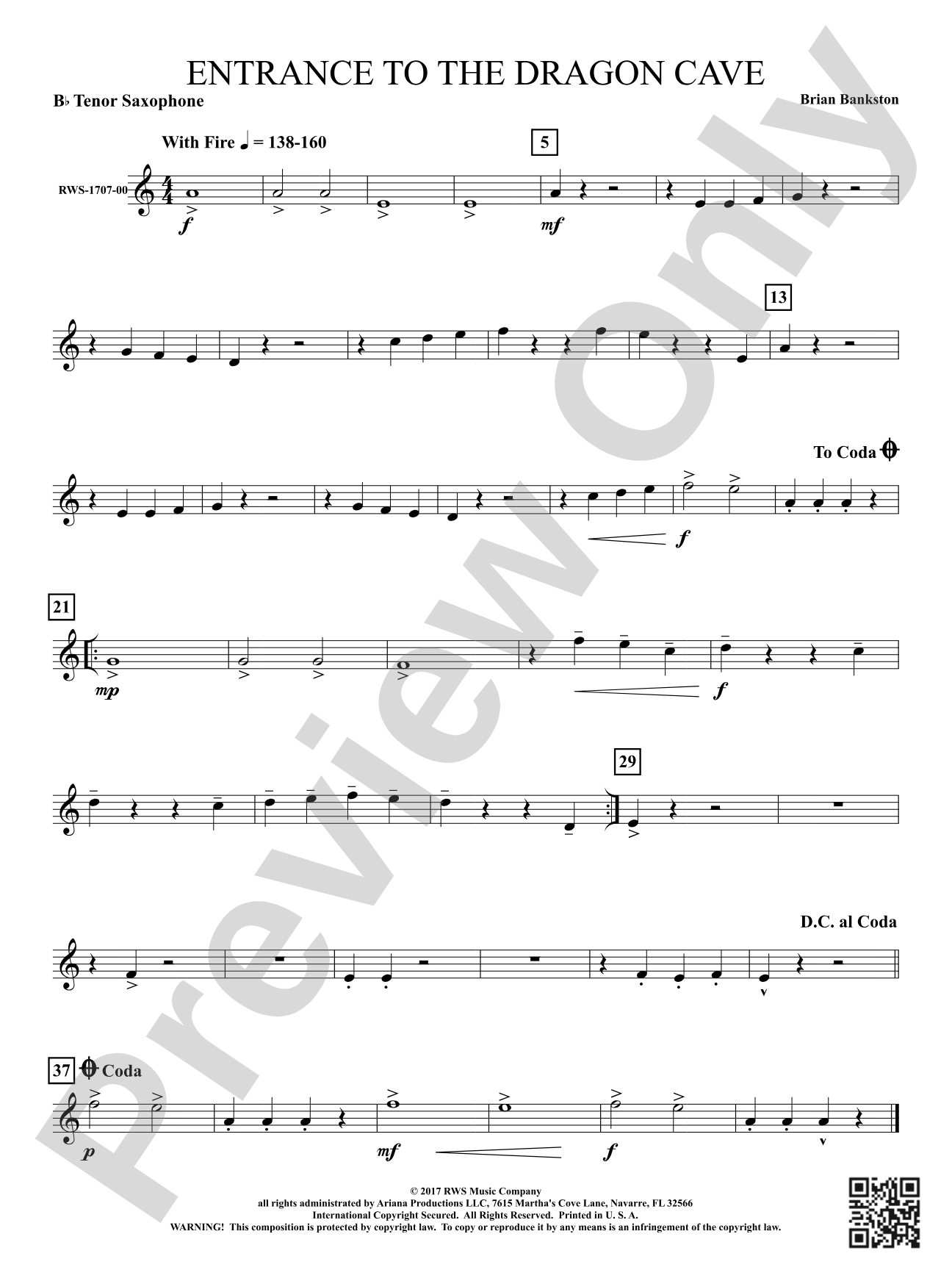 Entrance to the Dragon Cave: B-flat Tenor Saxophone