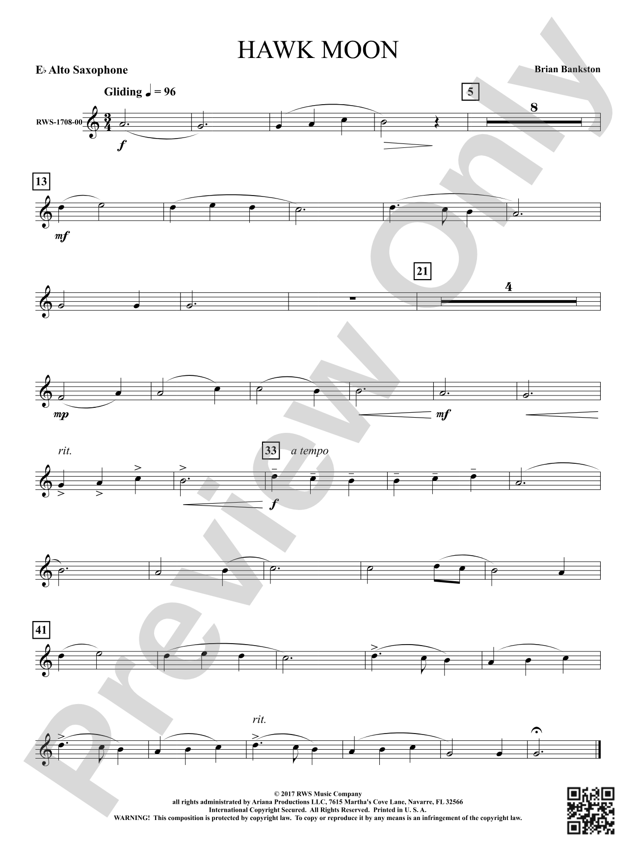 Hawk Moon: 1st E-flat Alto Saxophone