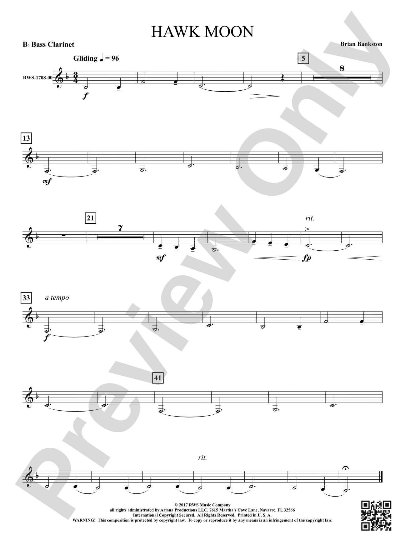 Hawk Moon: B-flat Bass Clarinet