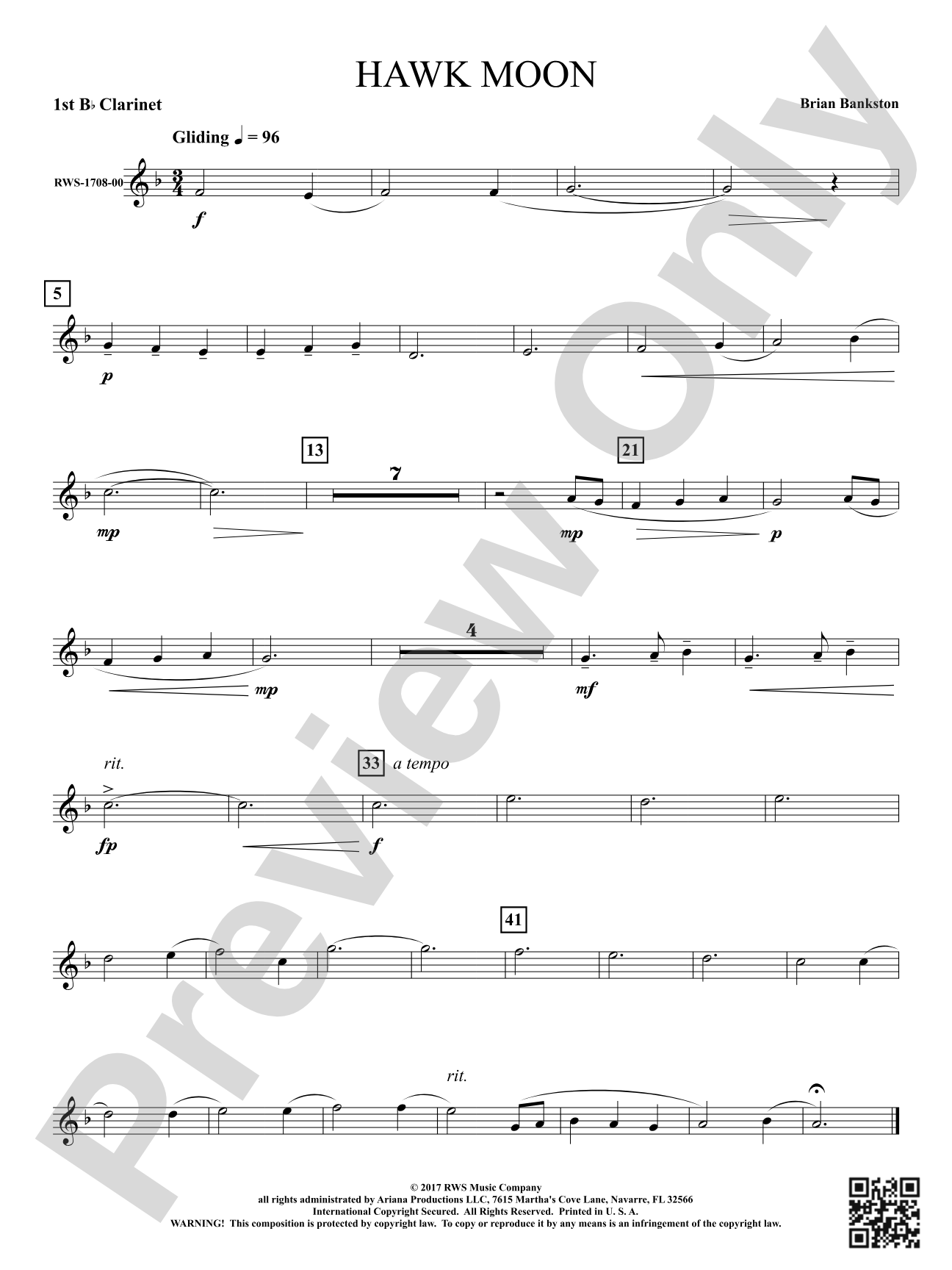 Hawk Moon: 1st B-flat Clarinet