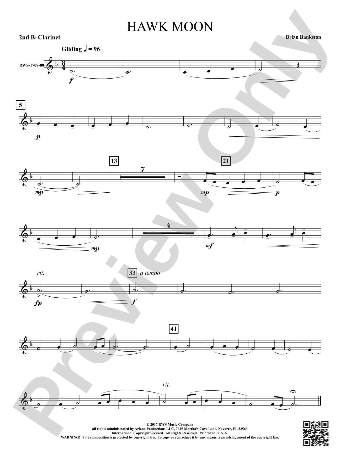 Hawk Moon: 2nd B-flat Clarinet