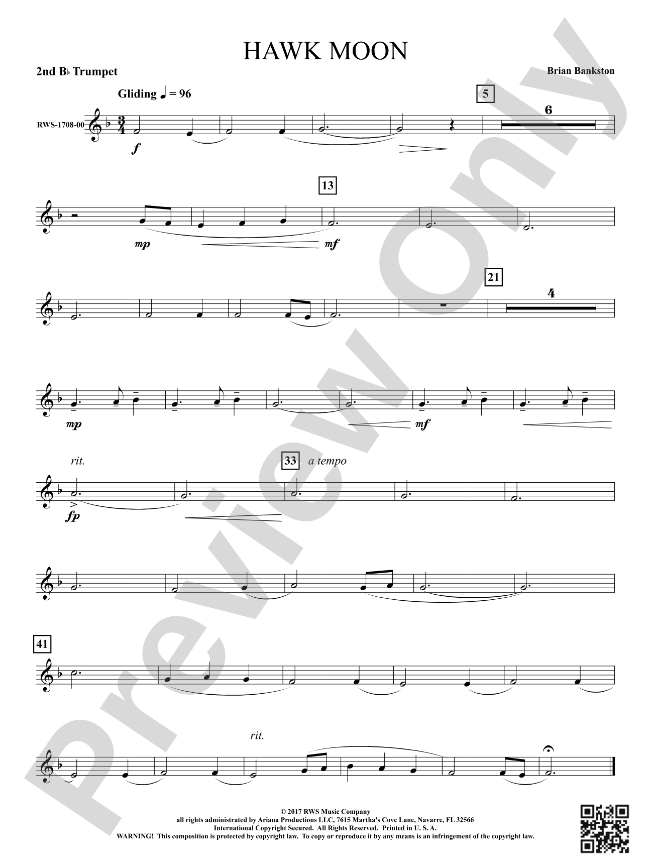 Hawk Moon: 2nd B-flat Trumpet