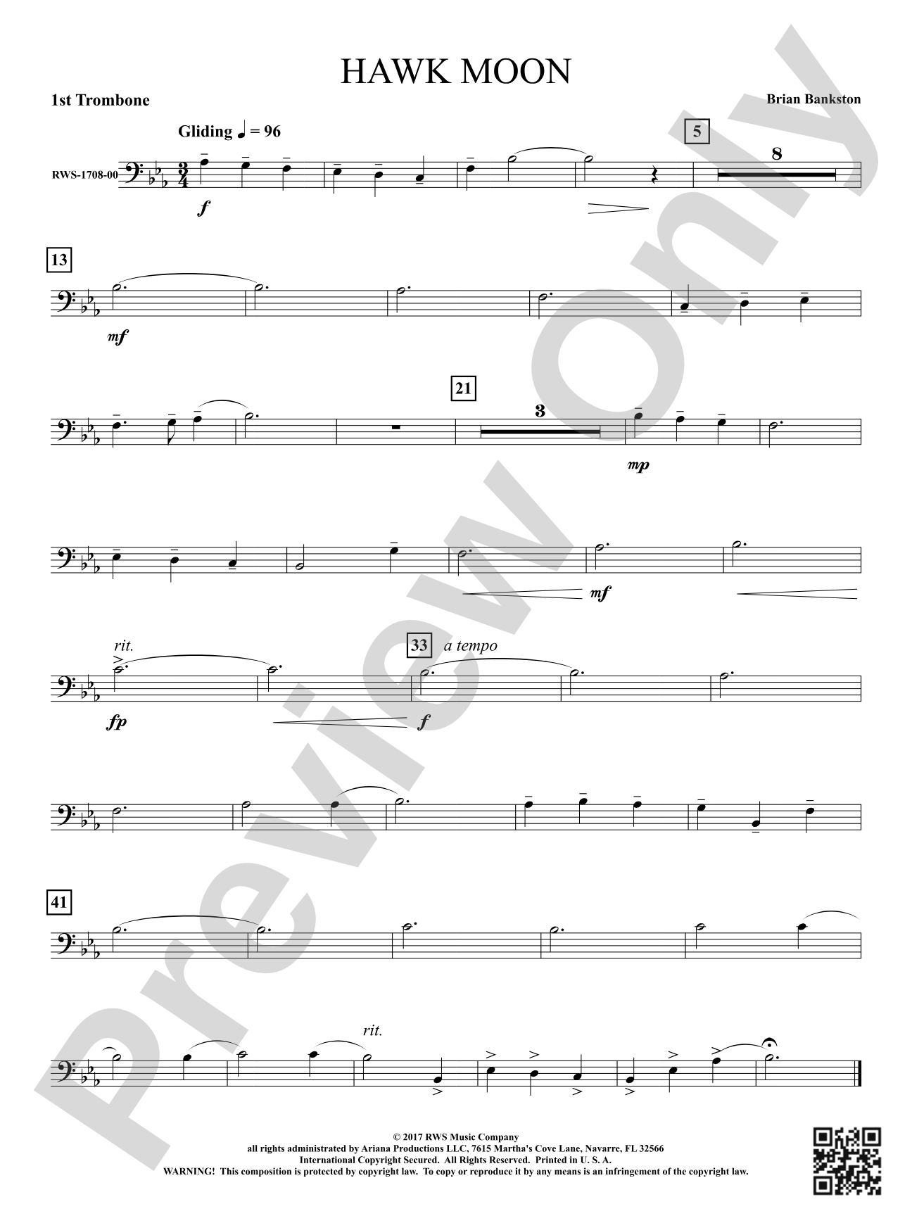 Hawk Moon: 1st Trombone