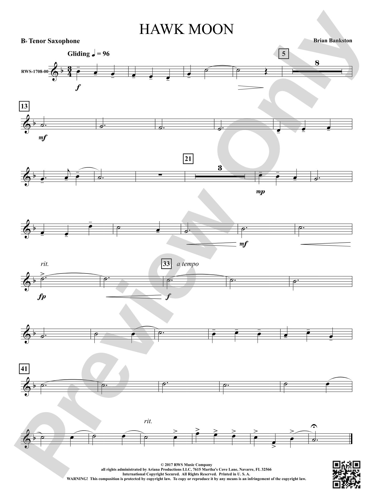 Hawk Moon: B-flat Tenor Saxophone