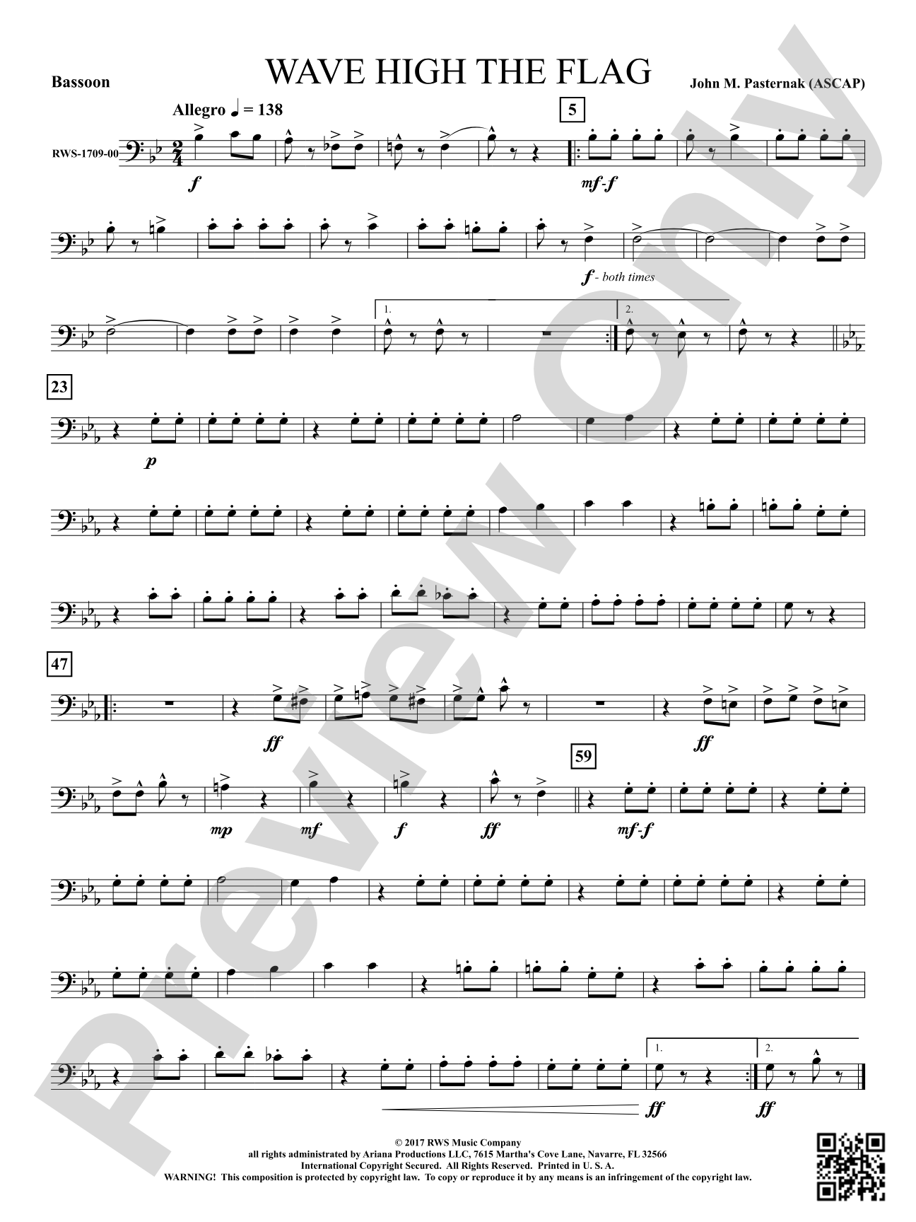Wave High the Flag: Bassoon
