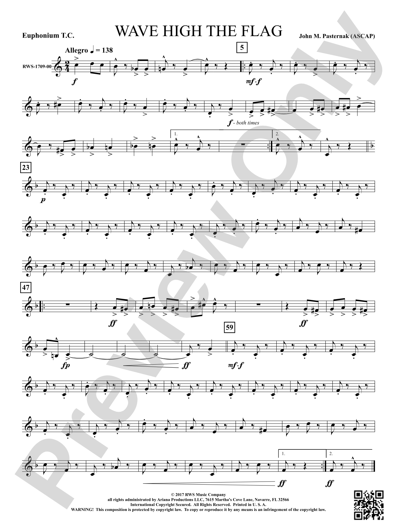 Wave High the Flag: Baritone T.C.
