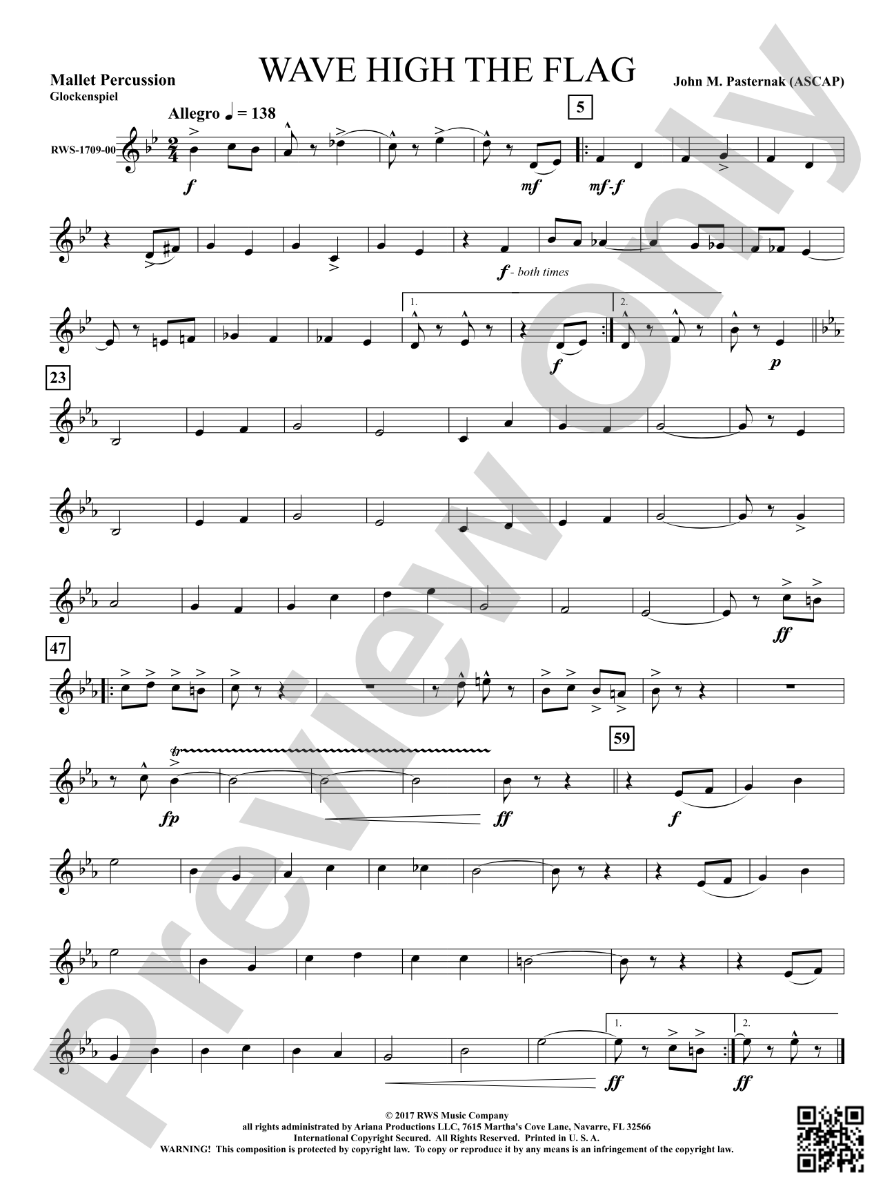 Wave High the Flag: 1st Mallet Percussion