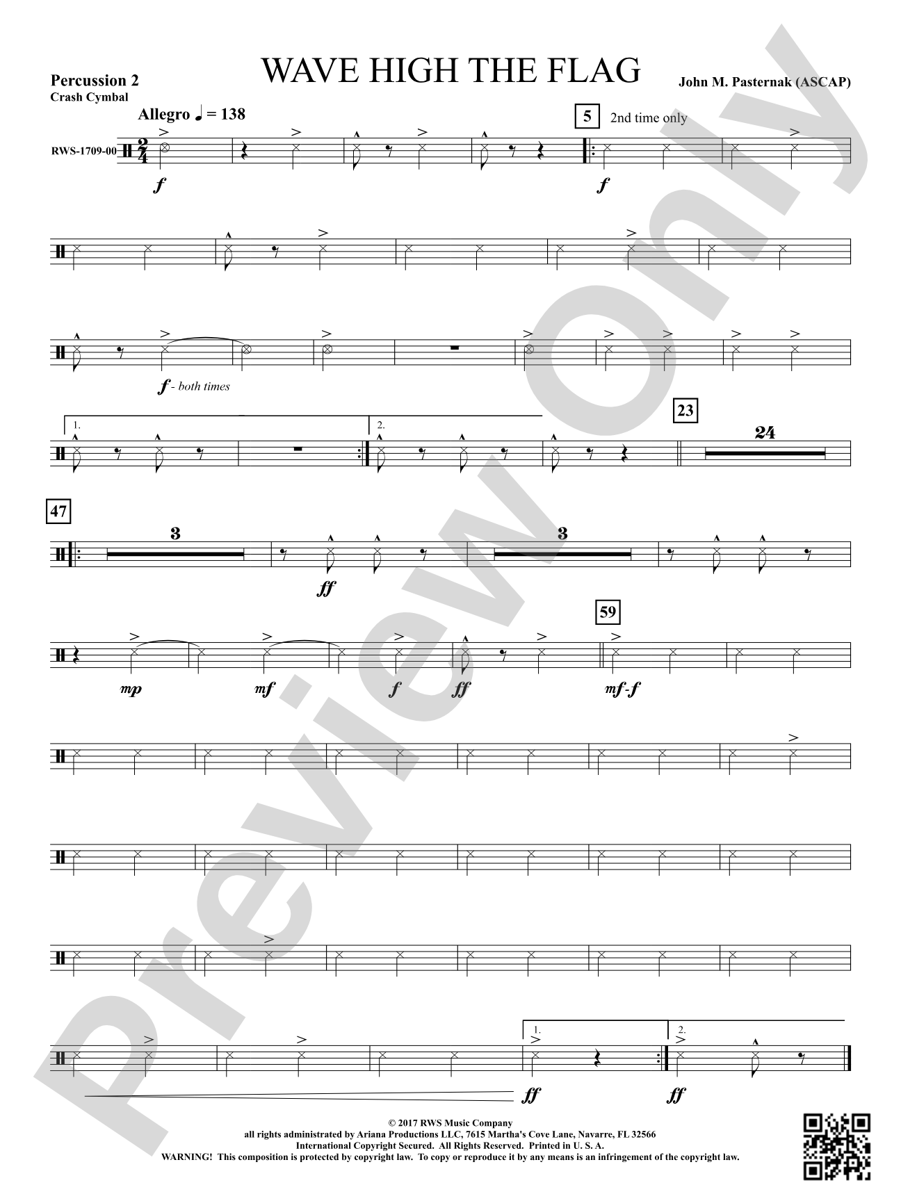 Wave High the Flag: 2nd Percussion