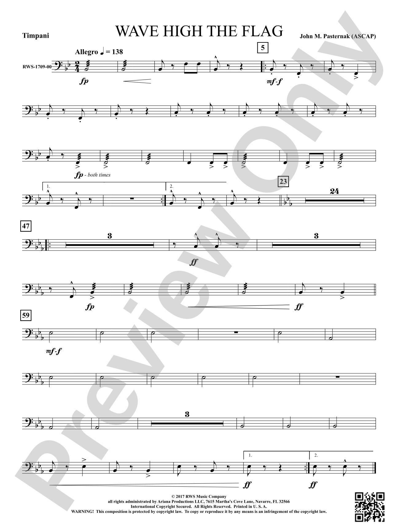 Wave High the Flag: Timpani
