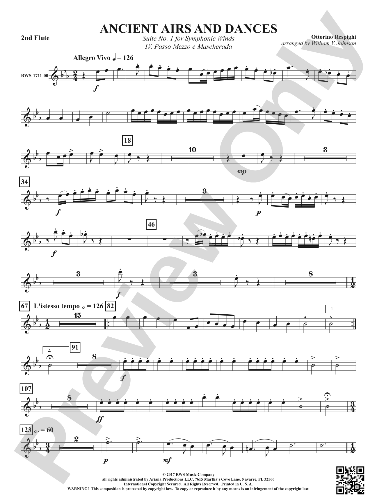 Ancient Airs and Dances - Suite No. 1 for Symphonic Winds - IV. Passo Mezzo e Mascherada: 2nd Flute