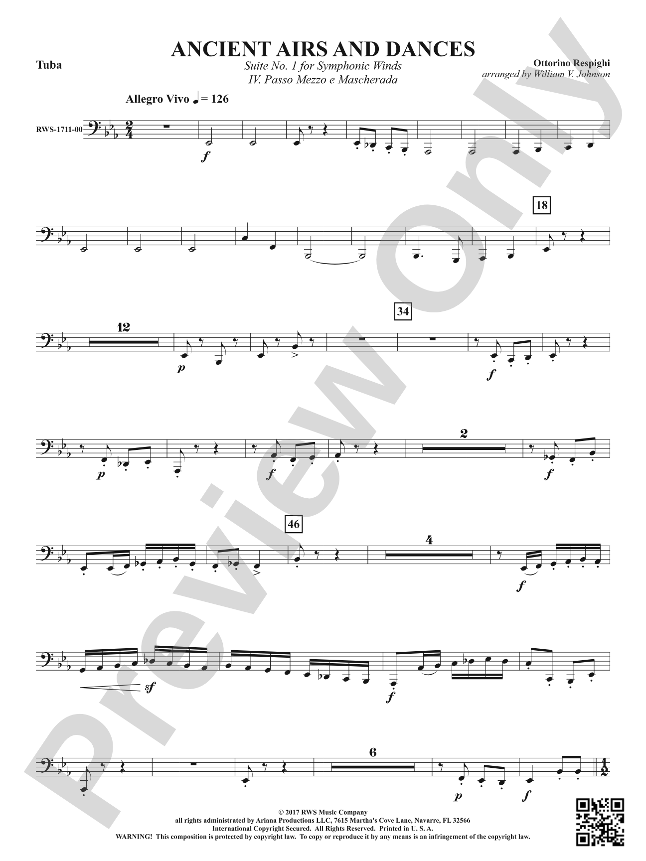 Ancient Airs and Dances - Suite No. 1 for Symphonic Winds - IV. Passo Mezzo e Mascherada: Tuba