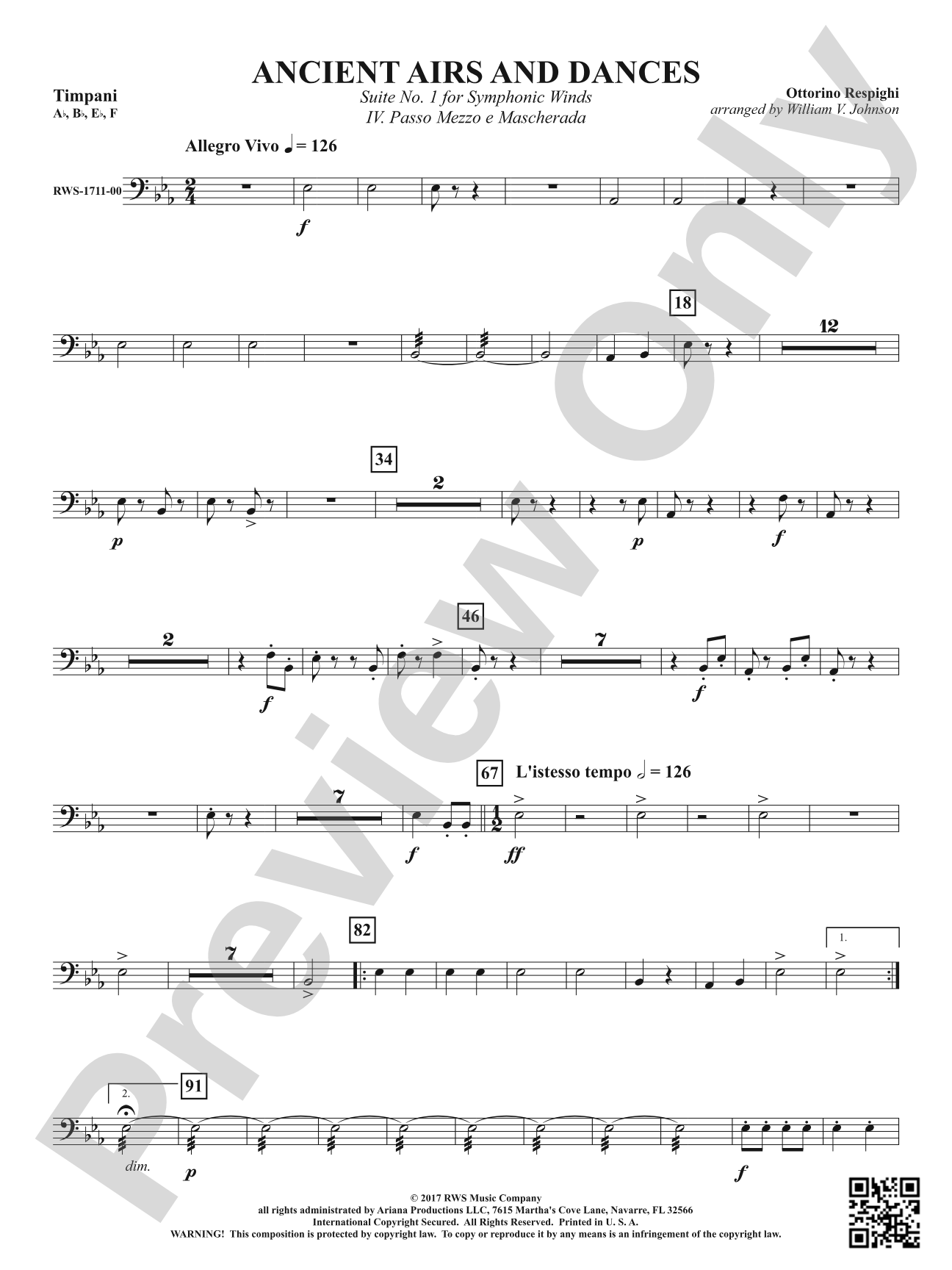Ancient Airs and Dances - Suite No. 1 for Symphonic Winds - IV. Passo Mezzo e Mascherada: Timpani