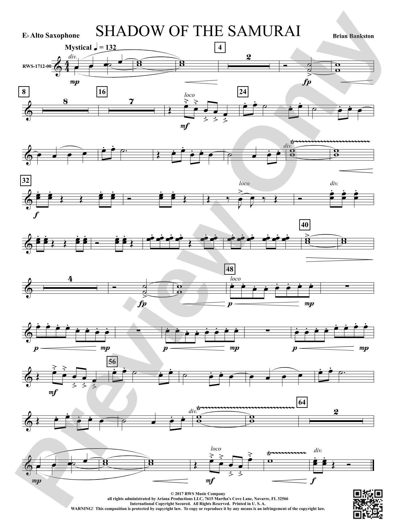 Shadow of the Samurai: 1st E-flat Alto Saxophone