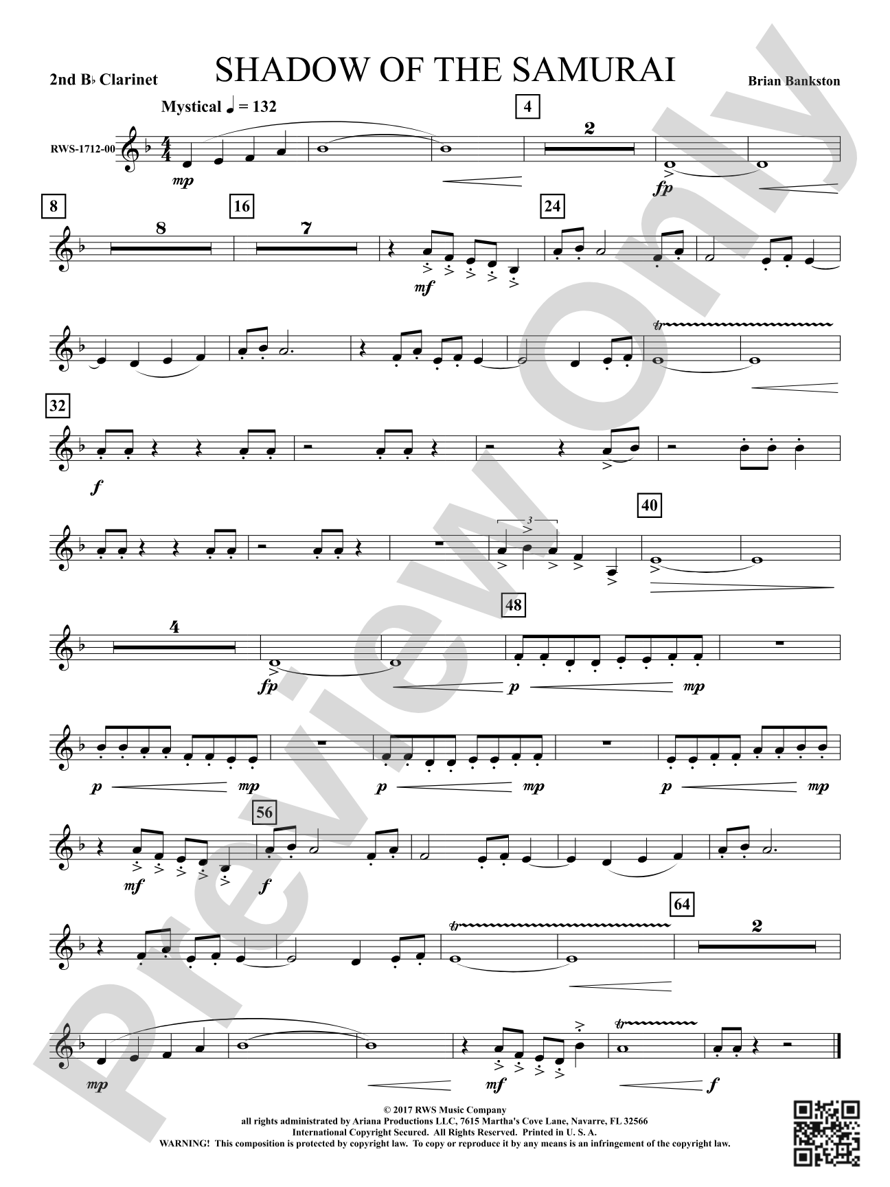 Shadow of the Samurai: 2nd B-flat Clarinet