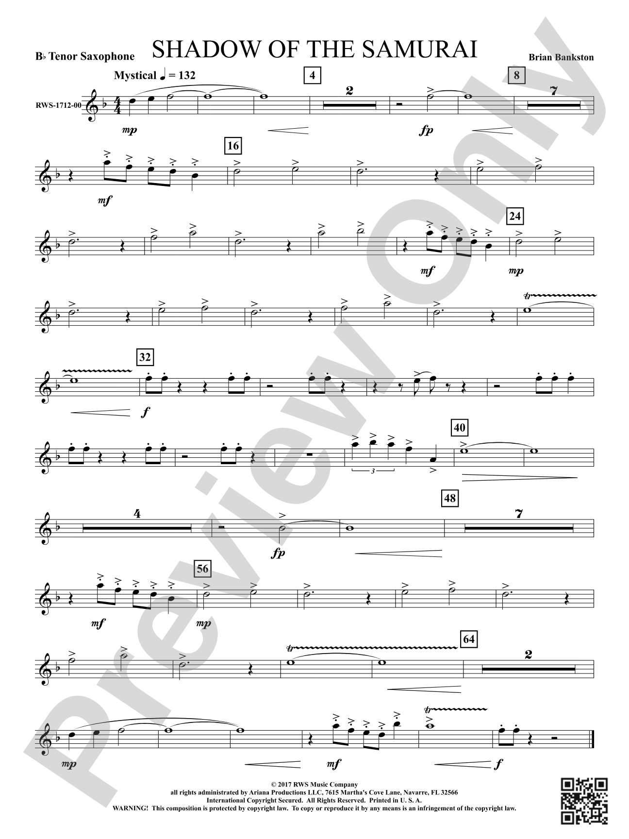 Shadow of the Samurai: B-flat Tenor Saxophone