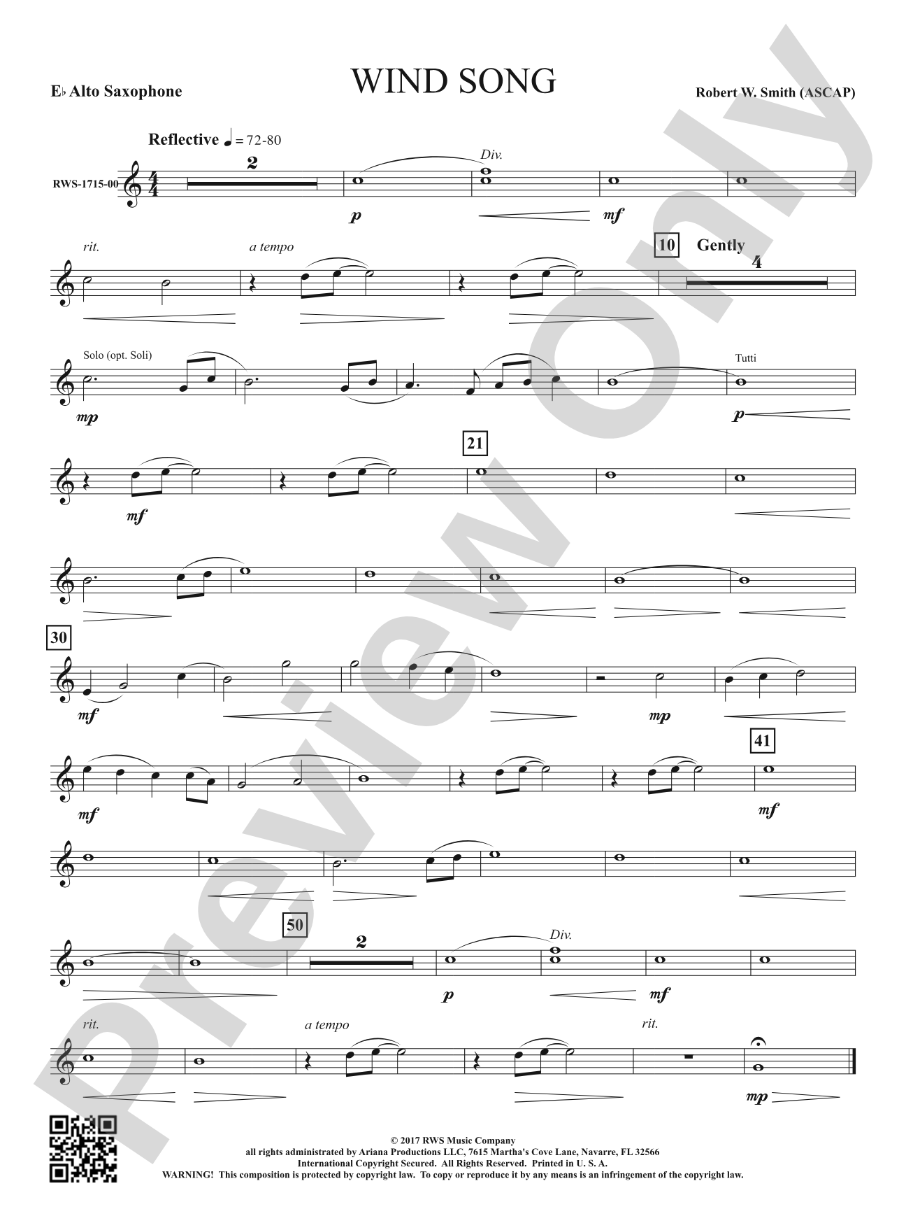 Wind Song: 1st E-flat Alto Saxophone